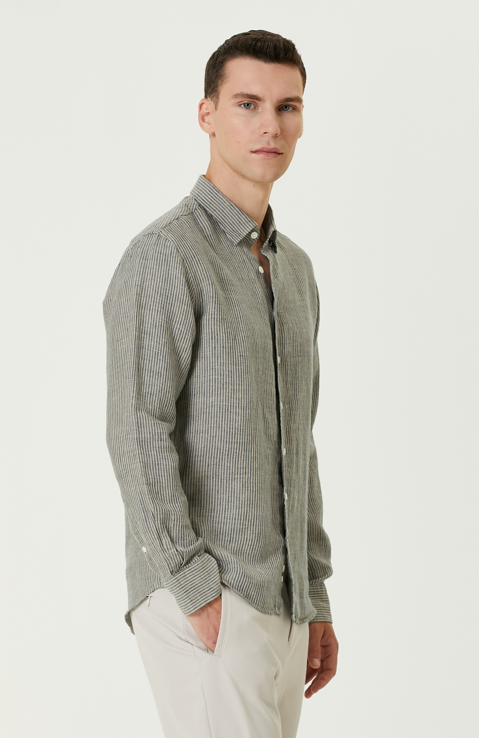 Indigo Keten Gömlek