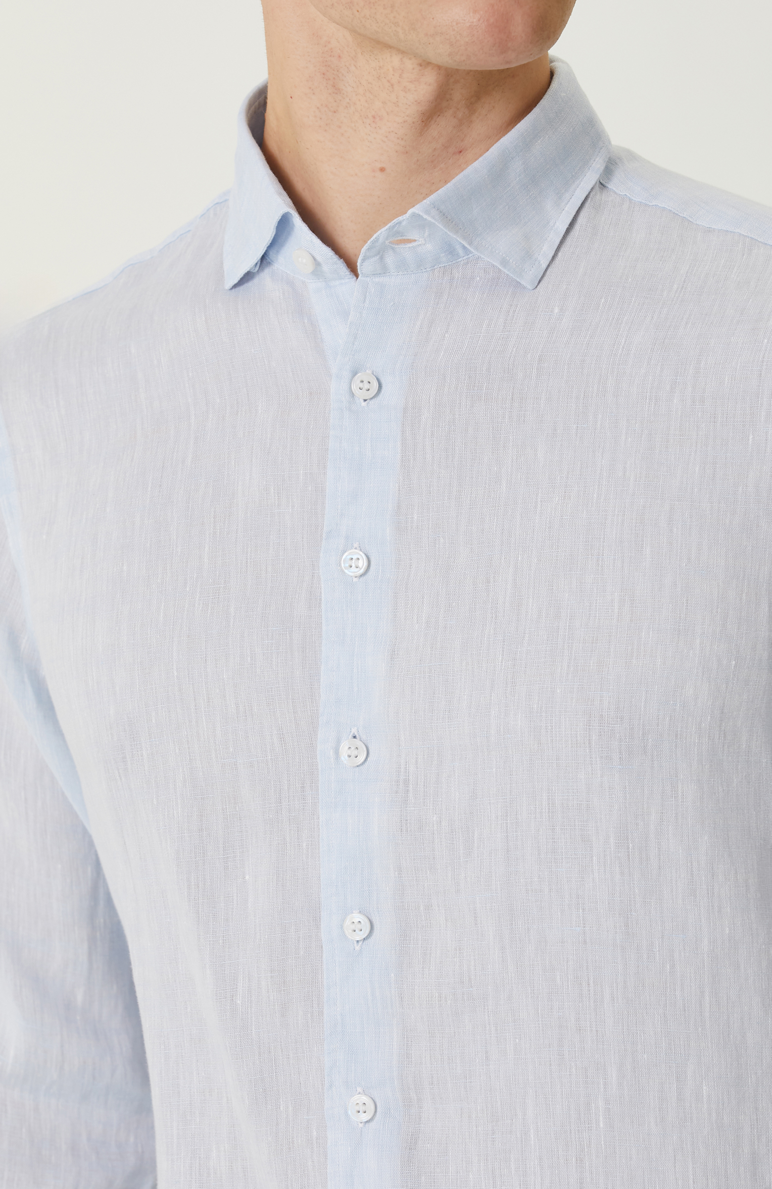 Açık Mavi Keten Gömlek