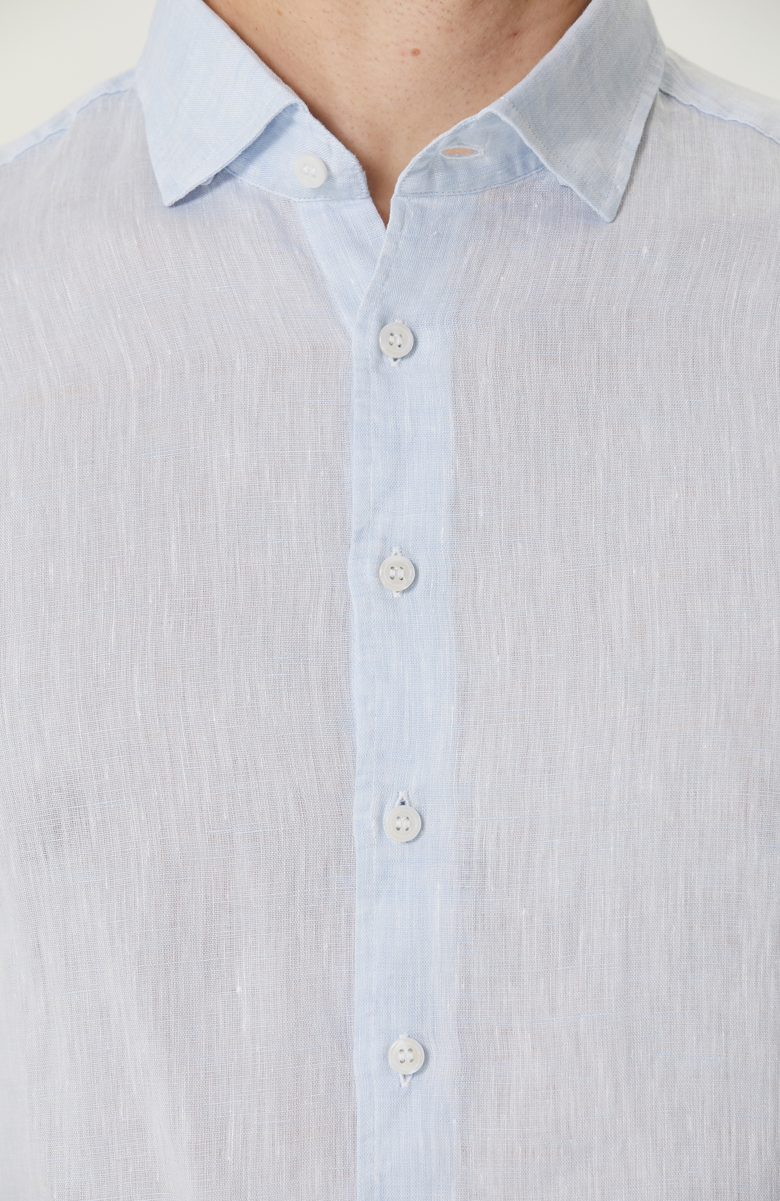 Açık Mavi Keten Gömlek