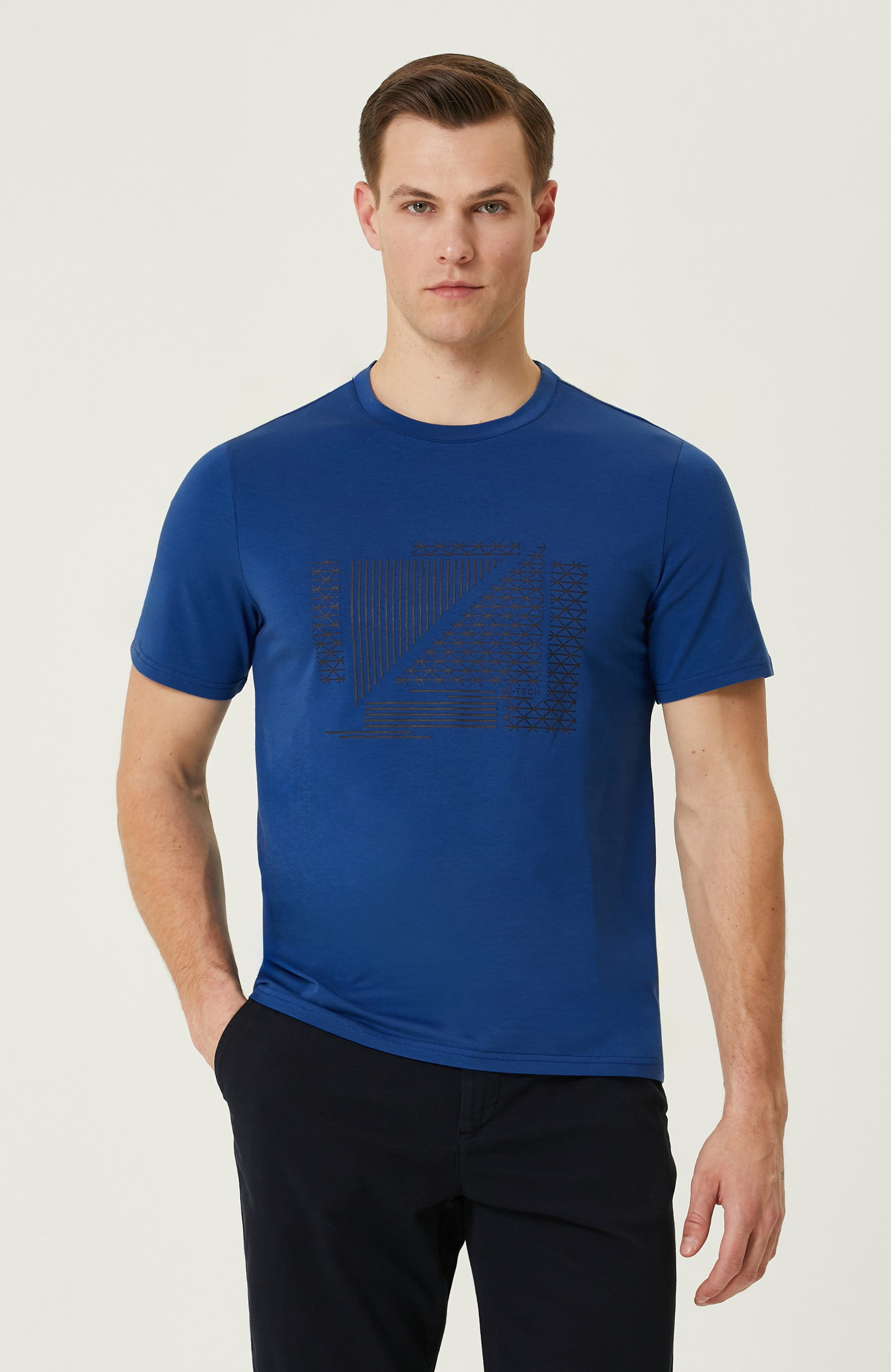 N-Tech Lacivert Baskılı T-Shirt_0