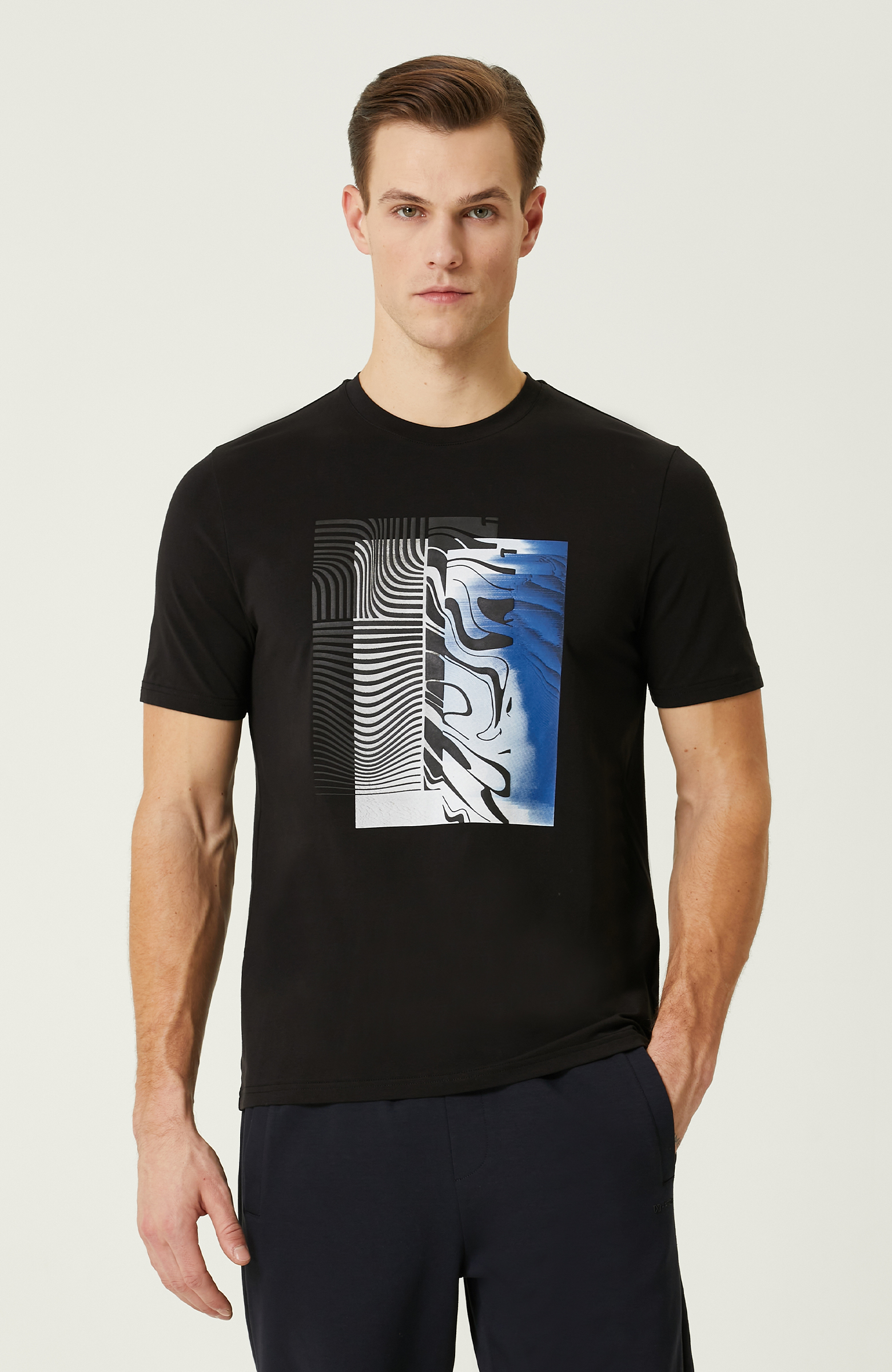 N-Tech Siyah Baskılı Penye T-Shirt_0