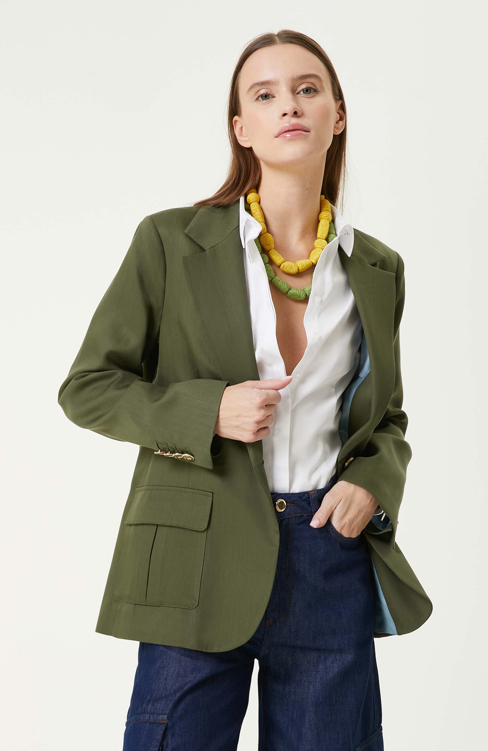  Haki Blazer Ceket