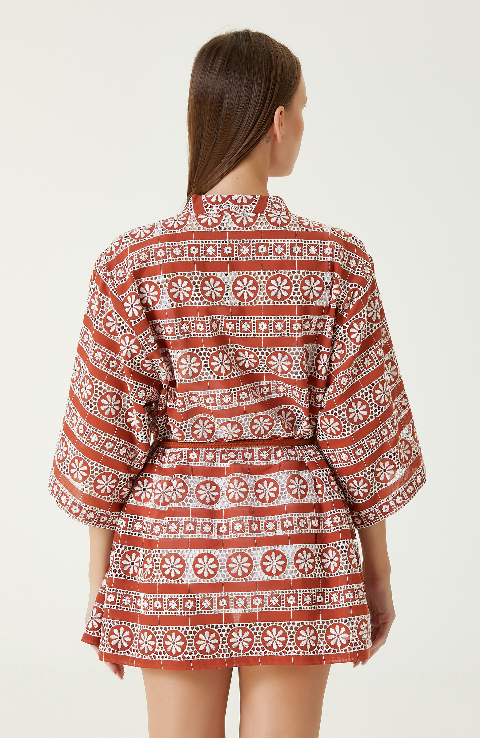 Kiremit Desenli Kaftan