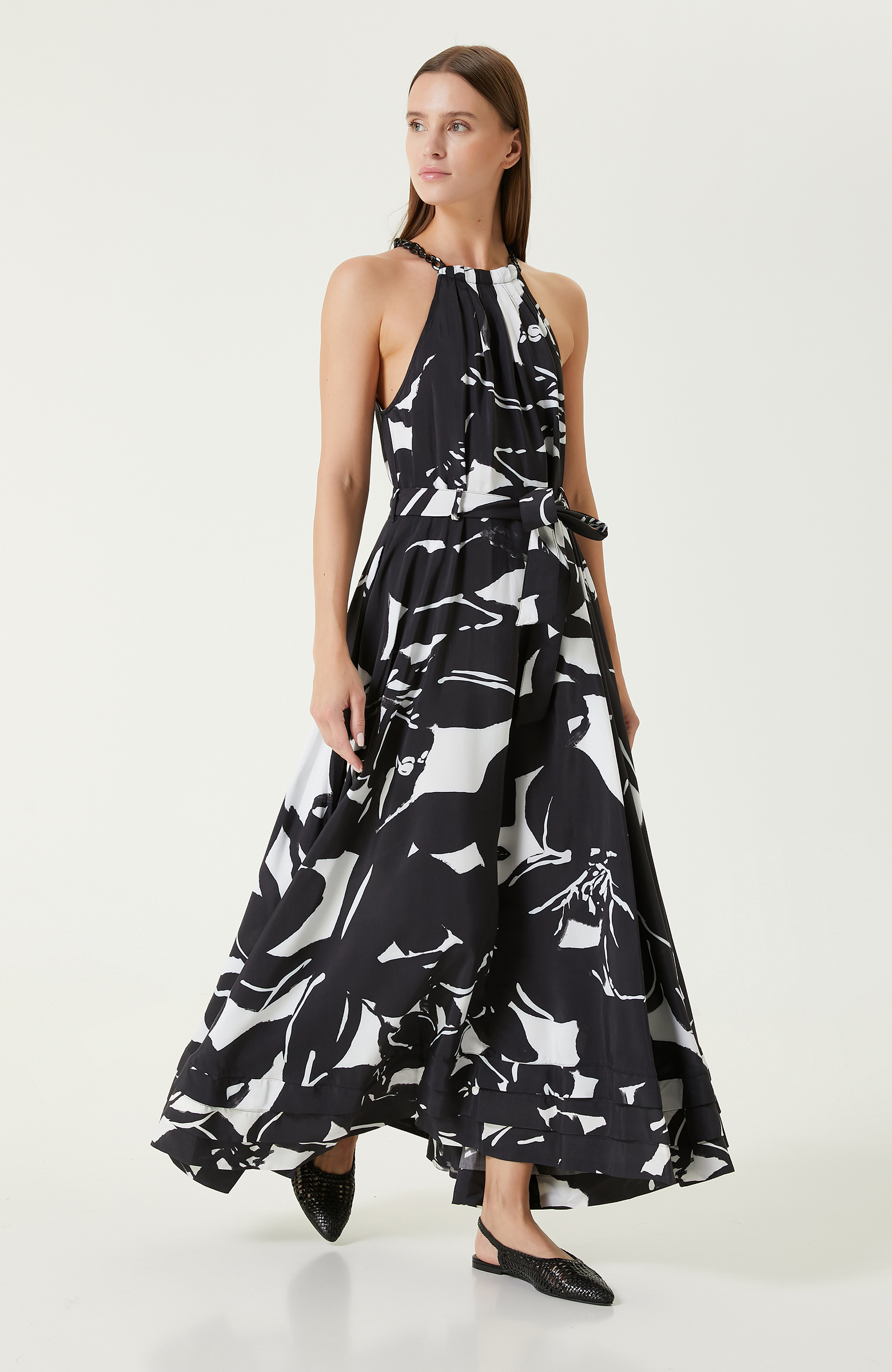 Siyah Desenli Elbise