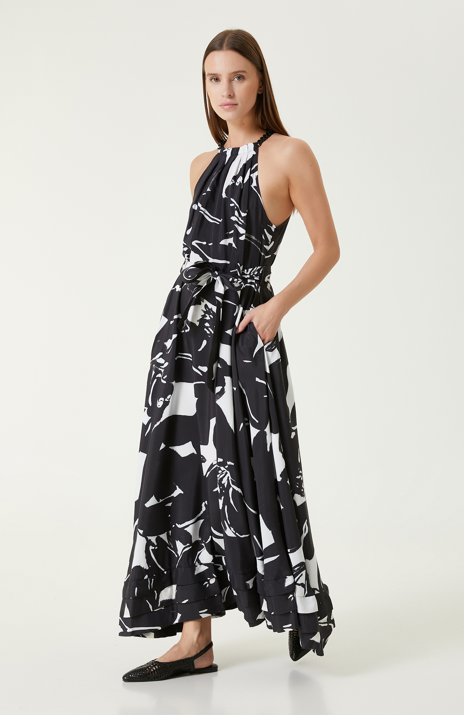 Siyah Desenli Elbise