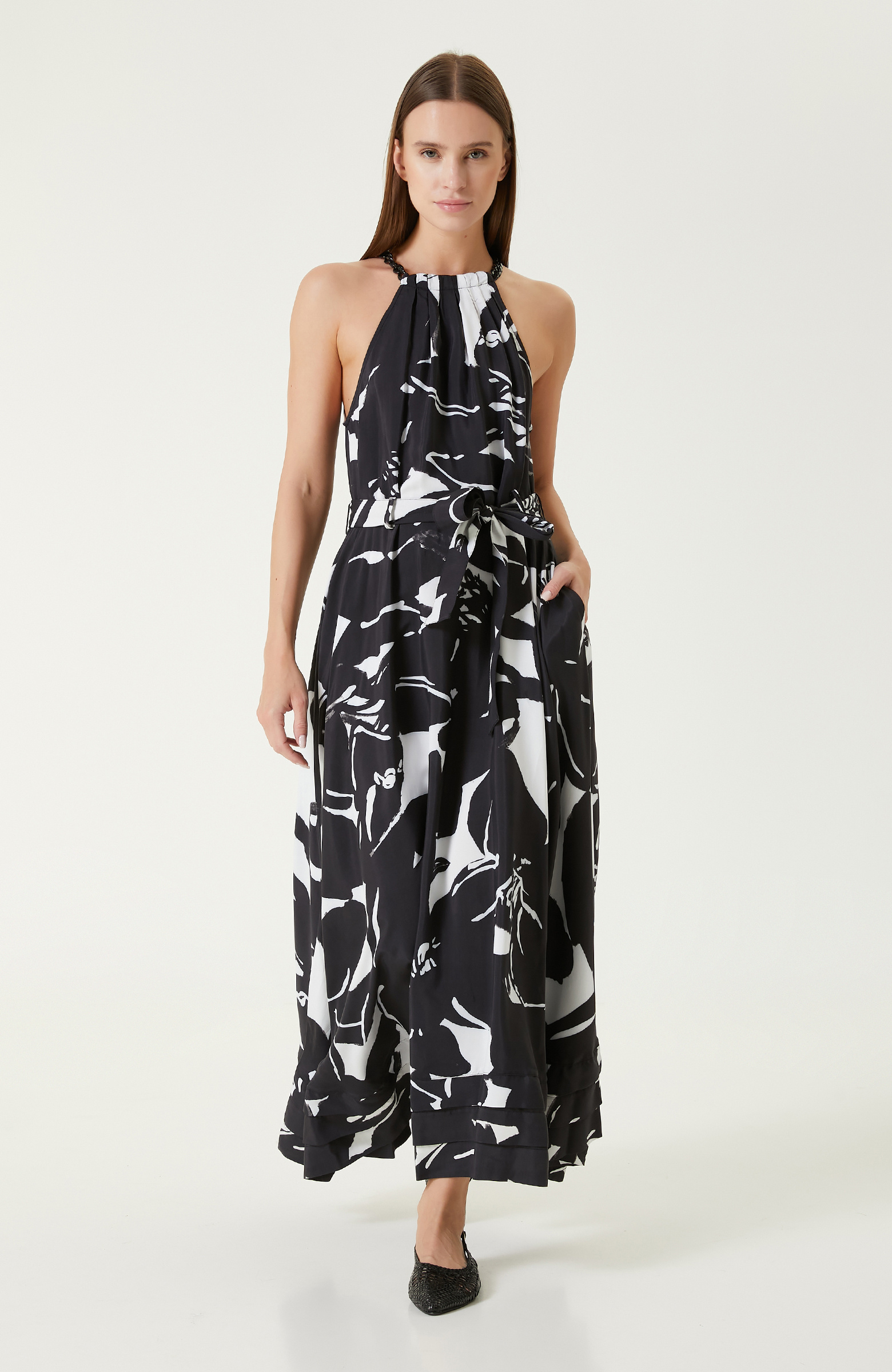 Siyah Desenli Elbise