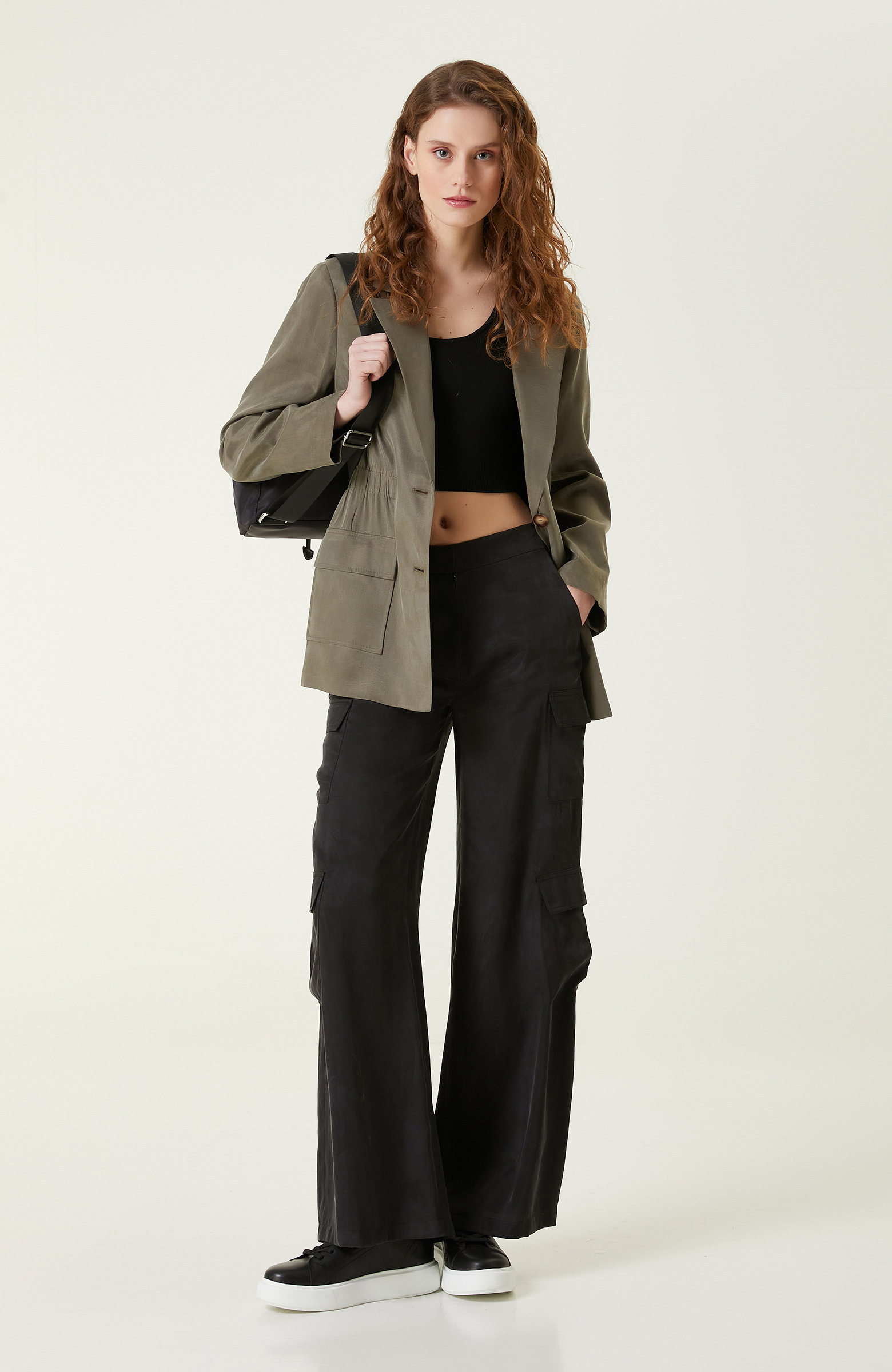 Siyah Kargo Cepli Pantolon