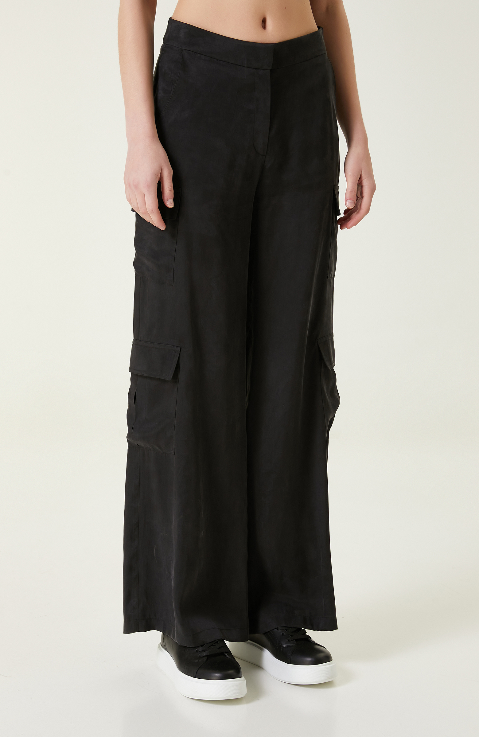 Siyah Kargo Cepli Pantolon