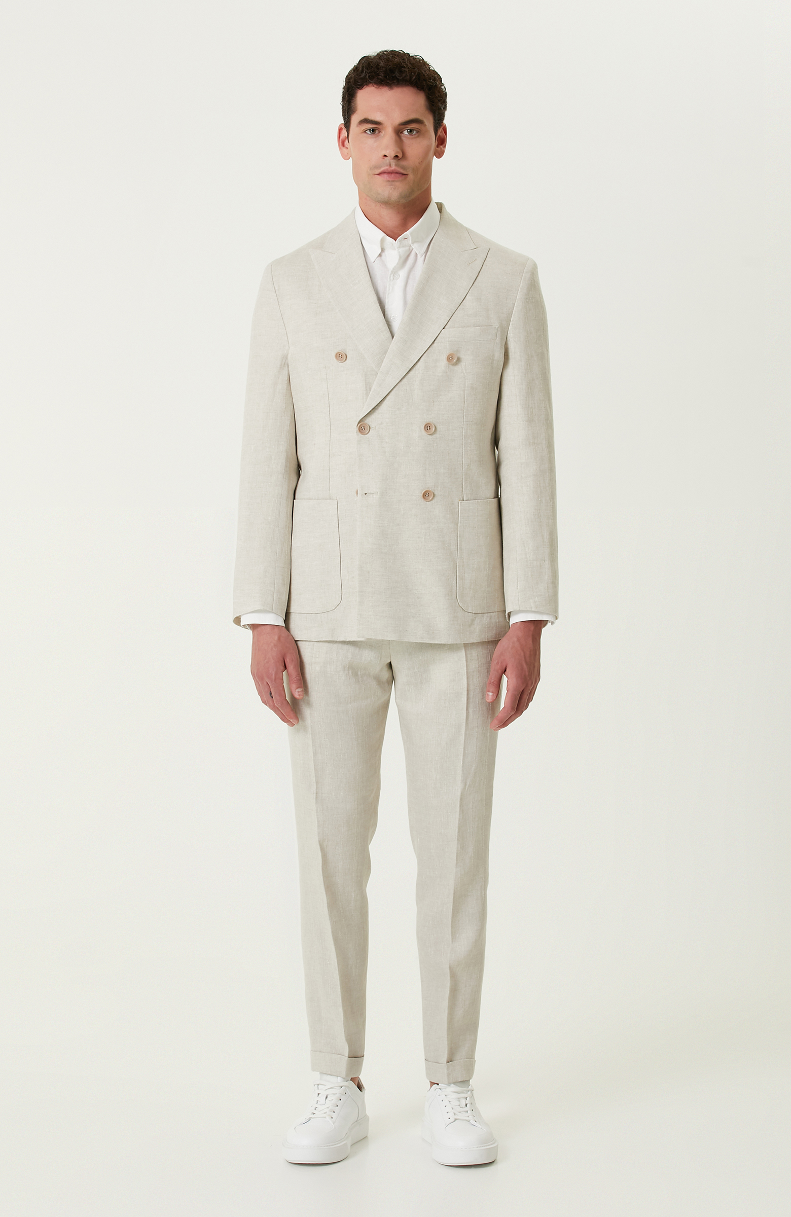 Limited Bej Keten Takım Elbise