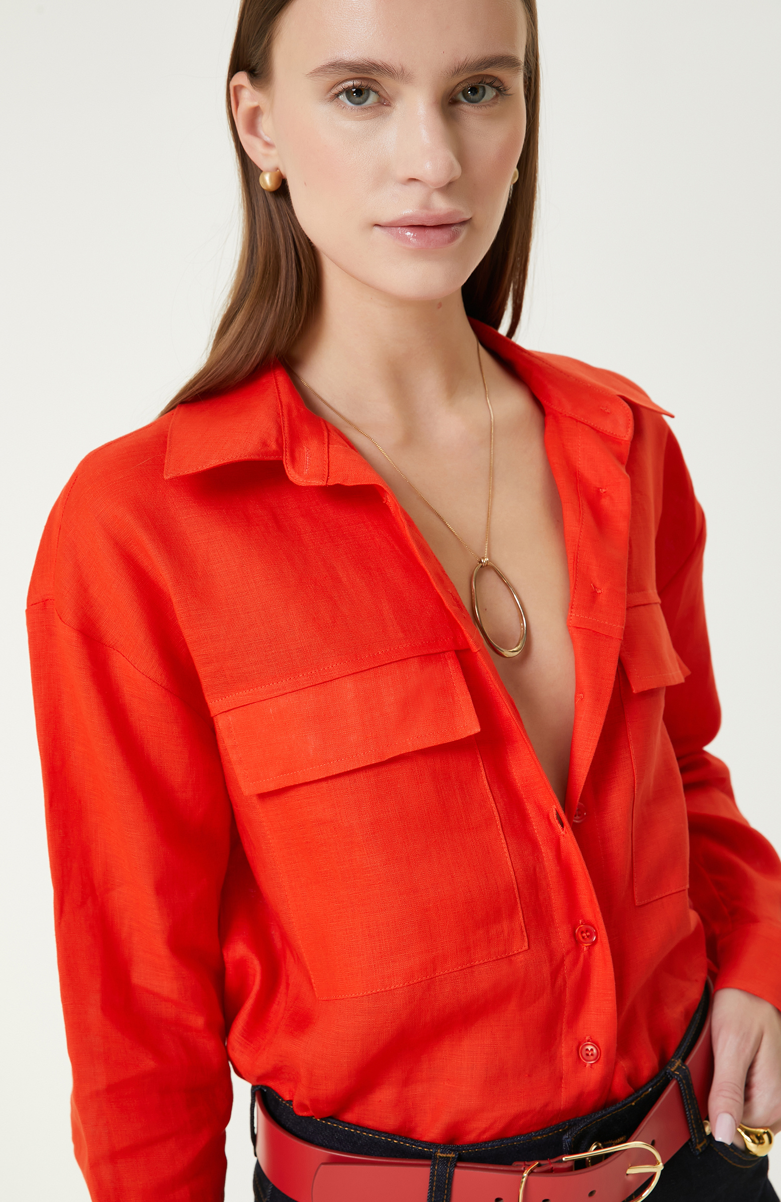 Kiremit Keten Gömlek