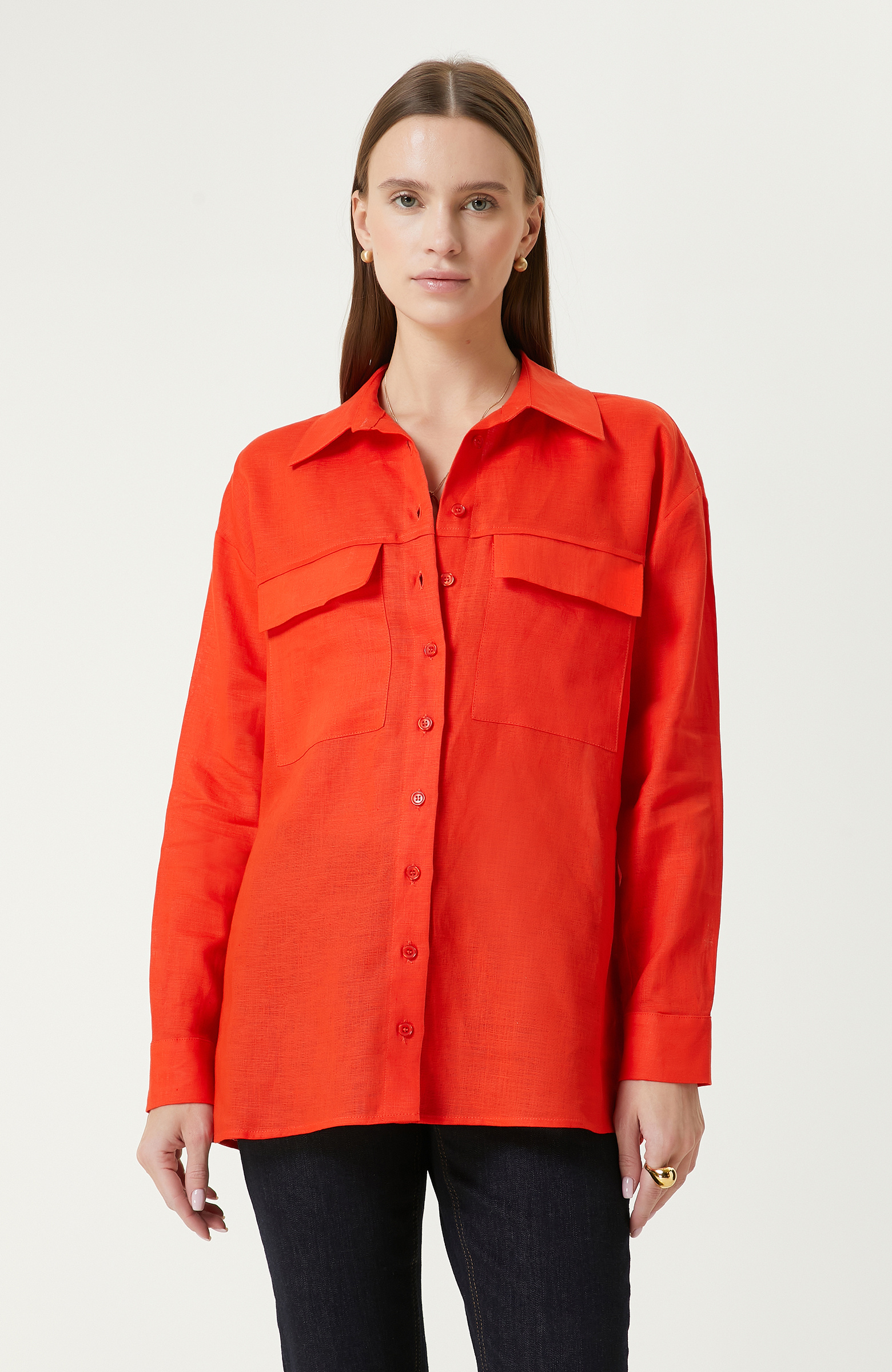 Kiremit Keten Gömlek