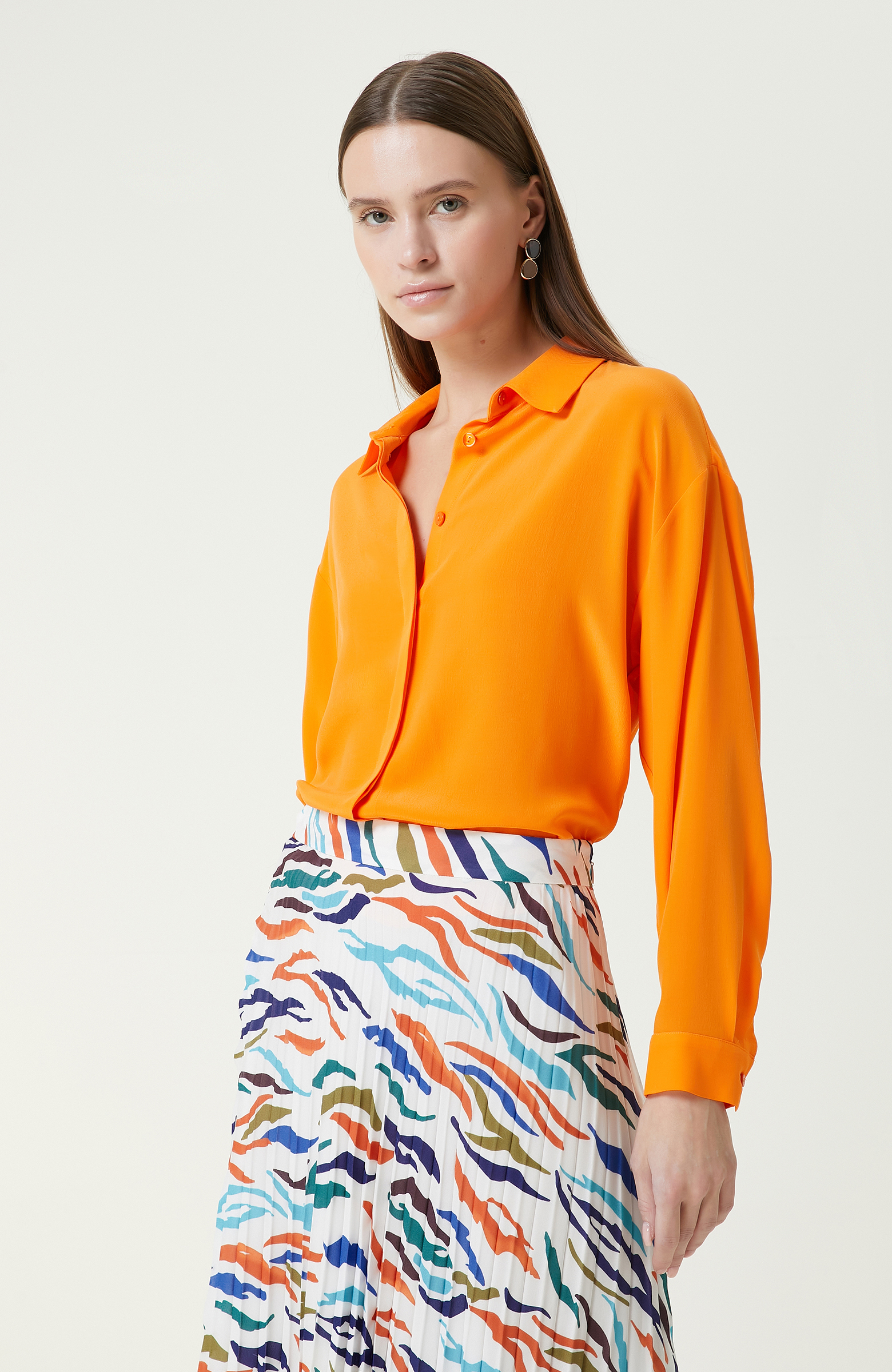 Limited Turuncu İpek Gömlek