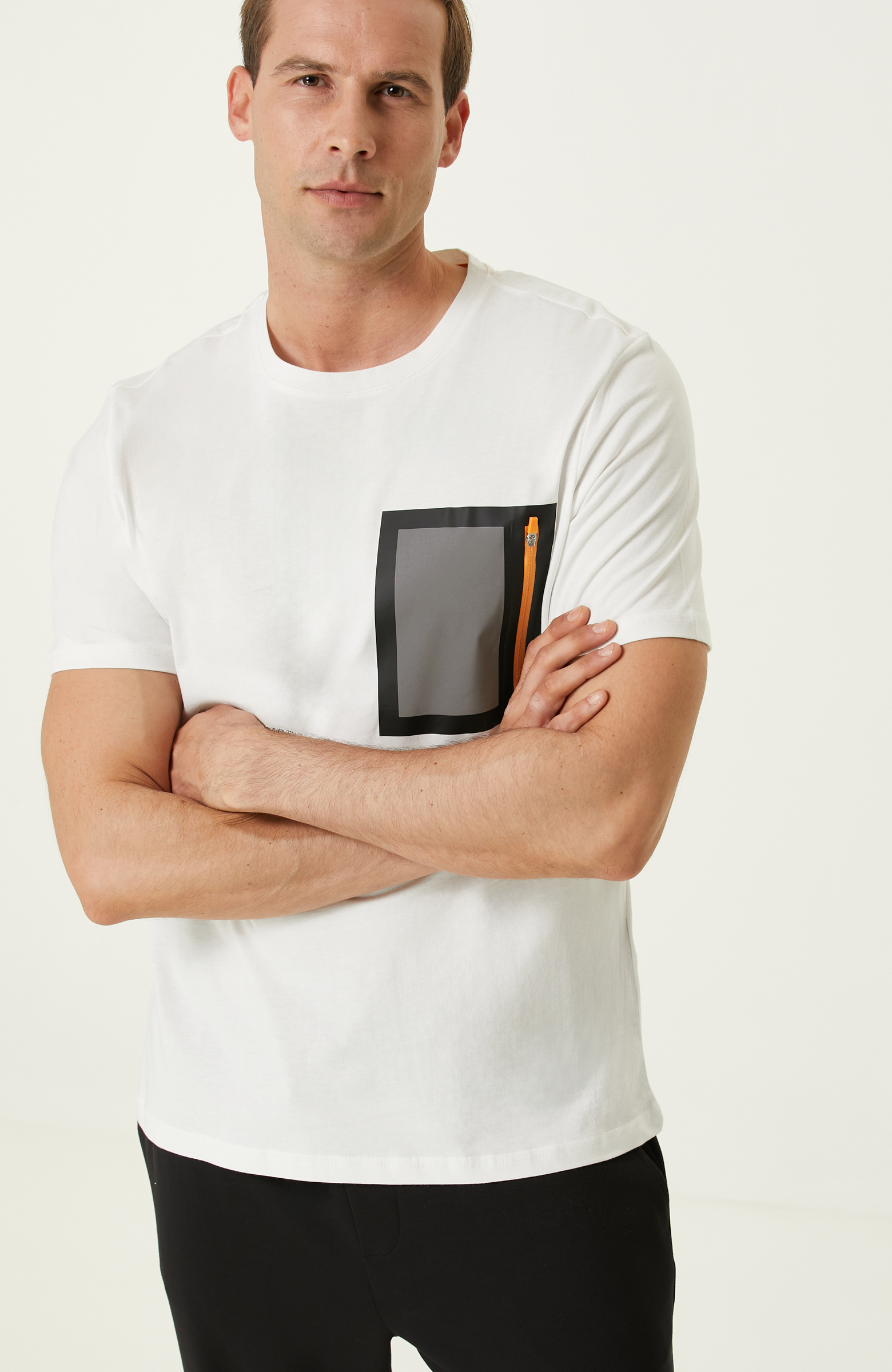 Ekru Baskılı T-shirt