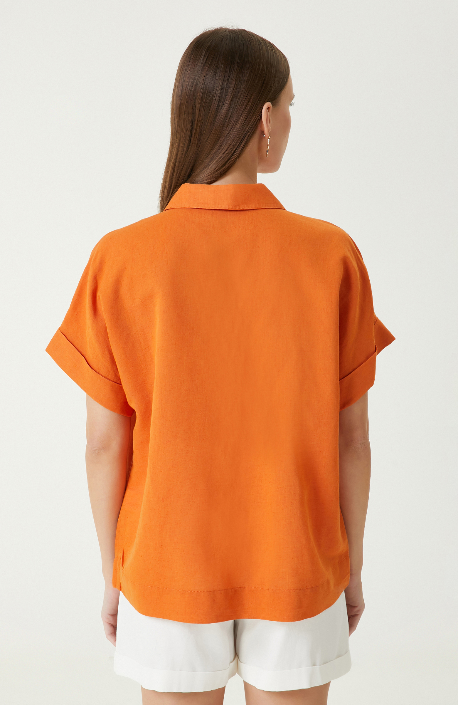 Turuncu Keten Mix Bluz