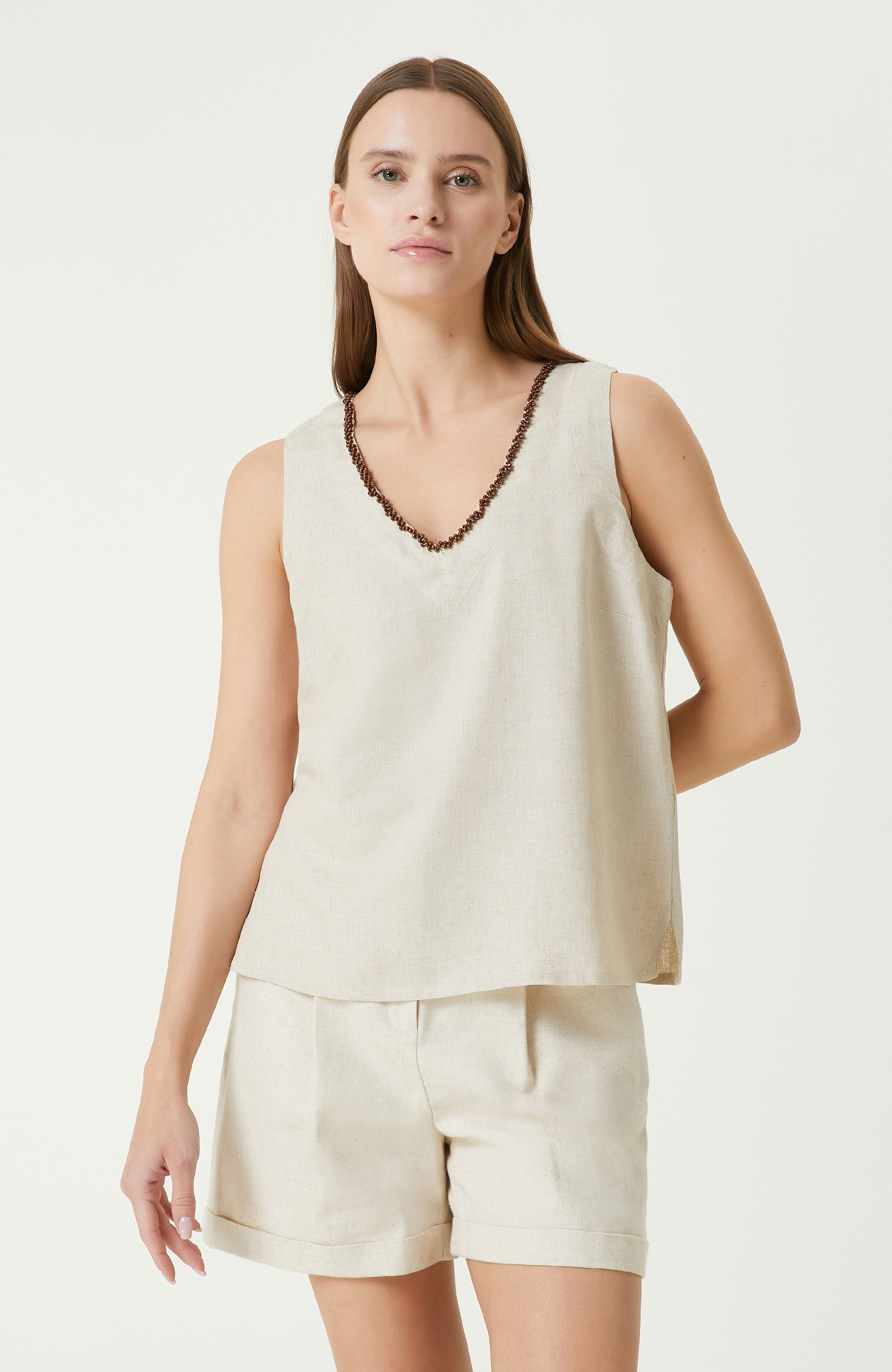 Naturel Keten Mix Bluz