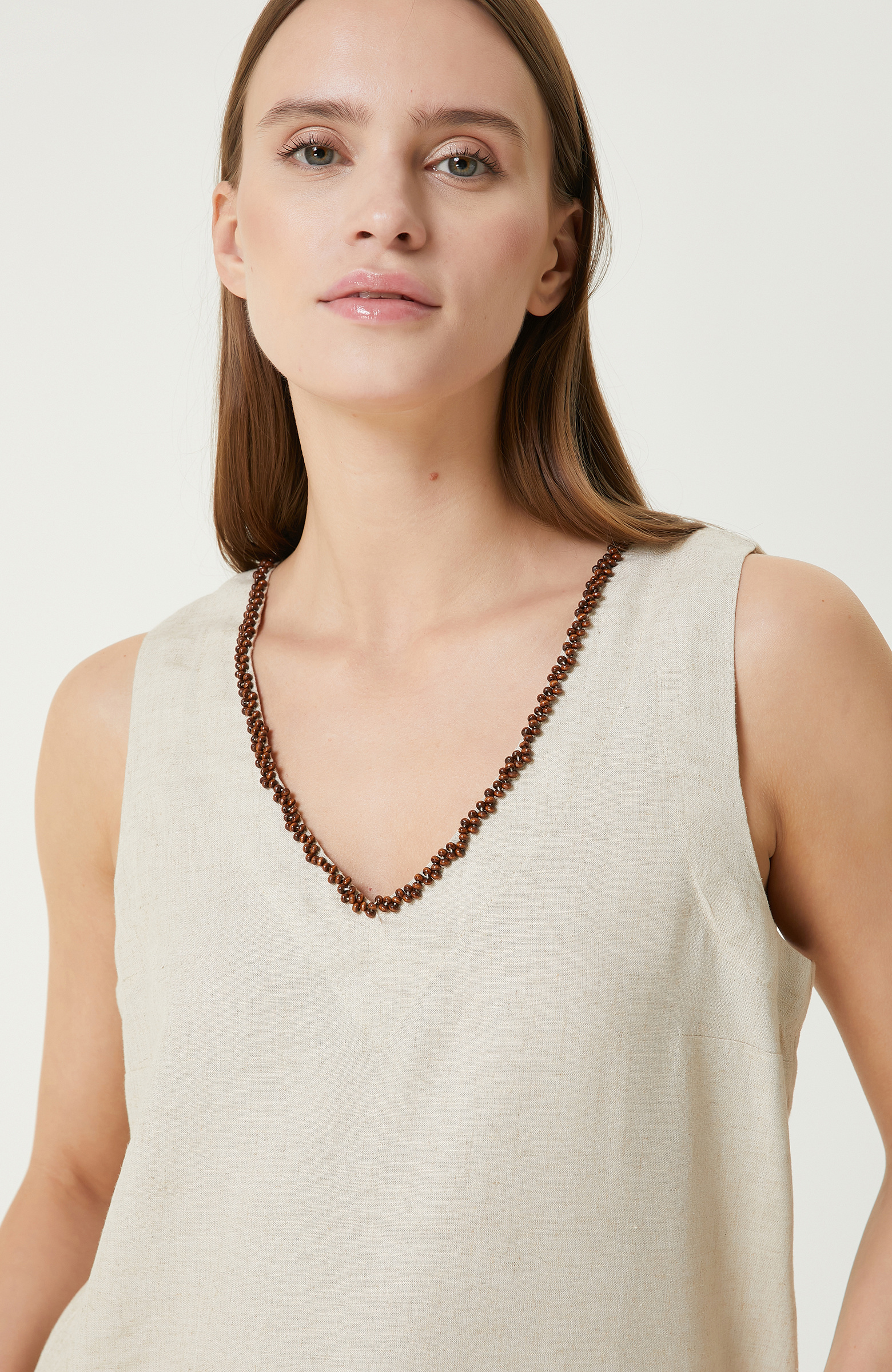 Naturel Keten Mix Bluz