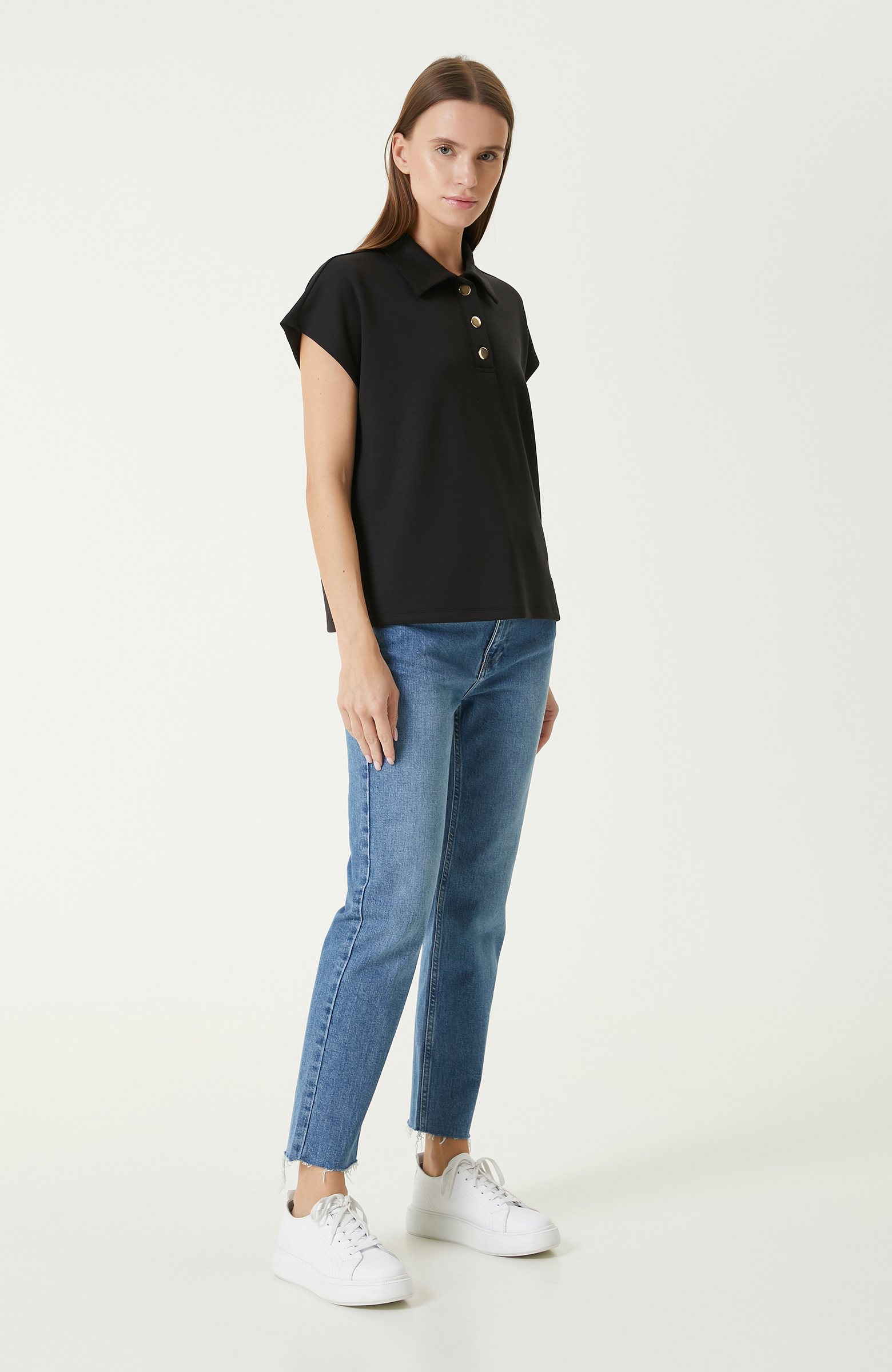 Siyah Kısa Kollu Sweatshirt