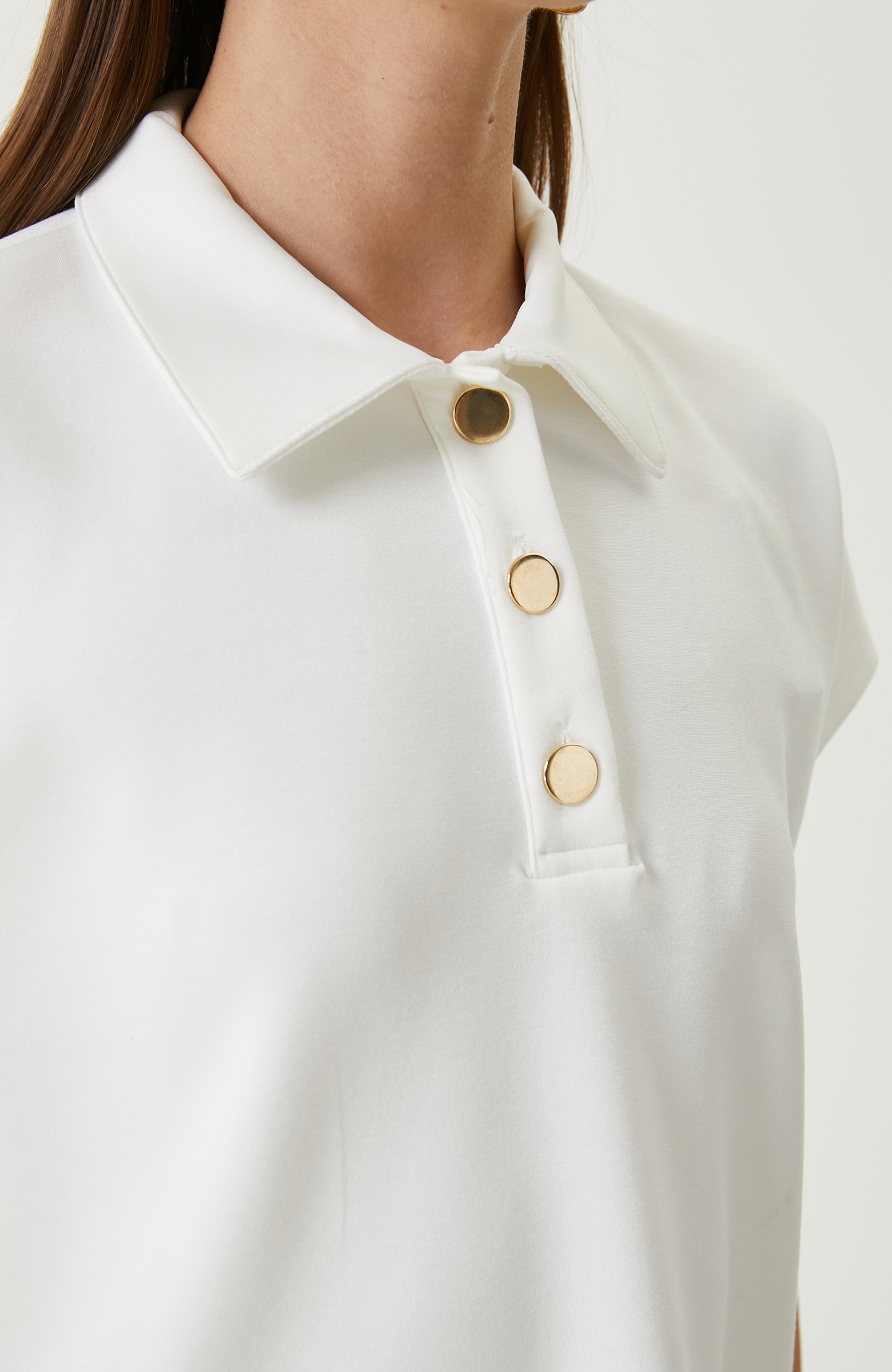 Ekru Kısa Kollu Sweatshirt