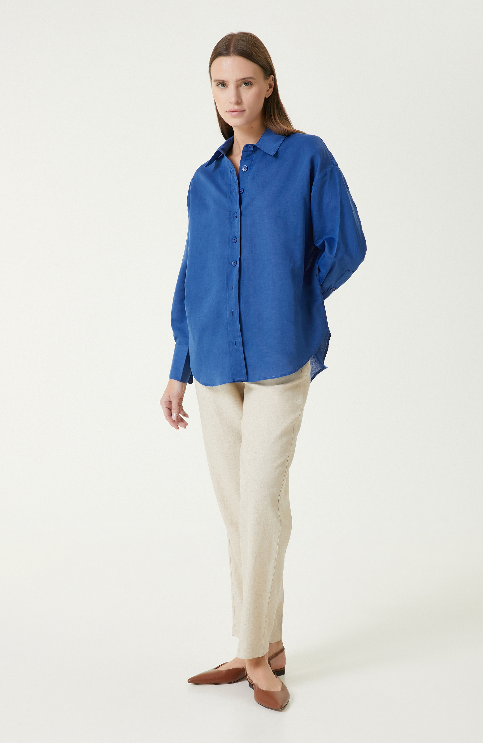 Saks Keten Mix Gömlek