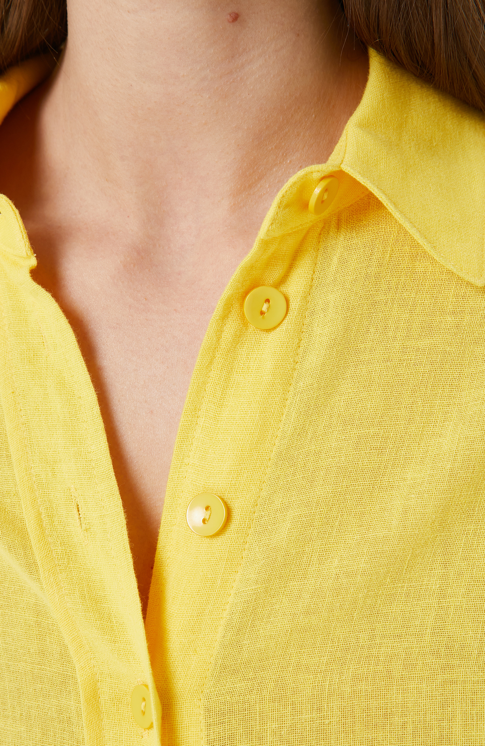 Sarı Keten Mix Gömlek