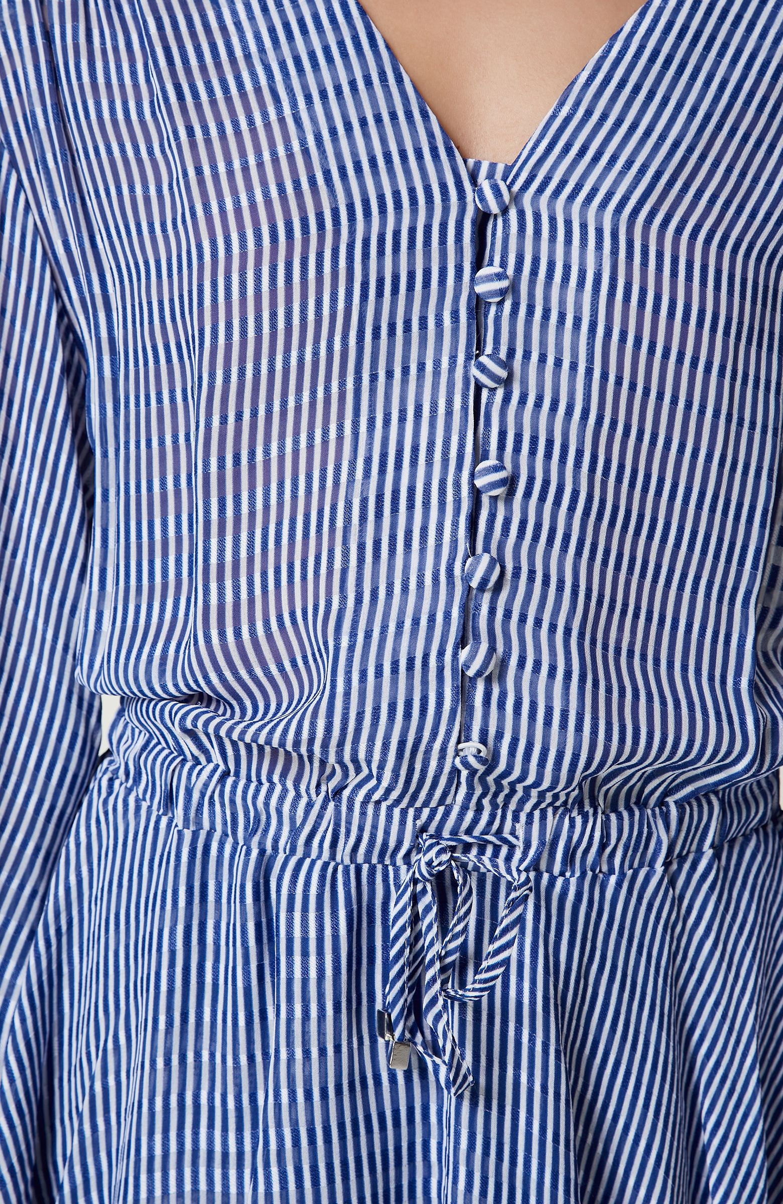 Mavi Beyaz Desenli Elbise