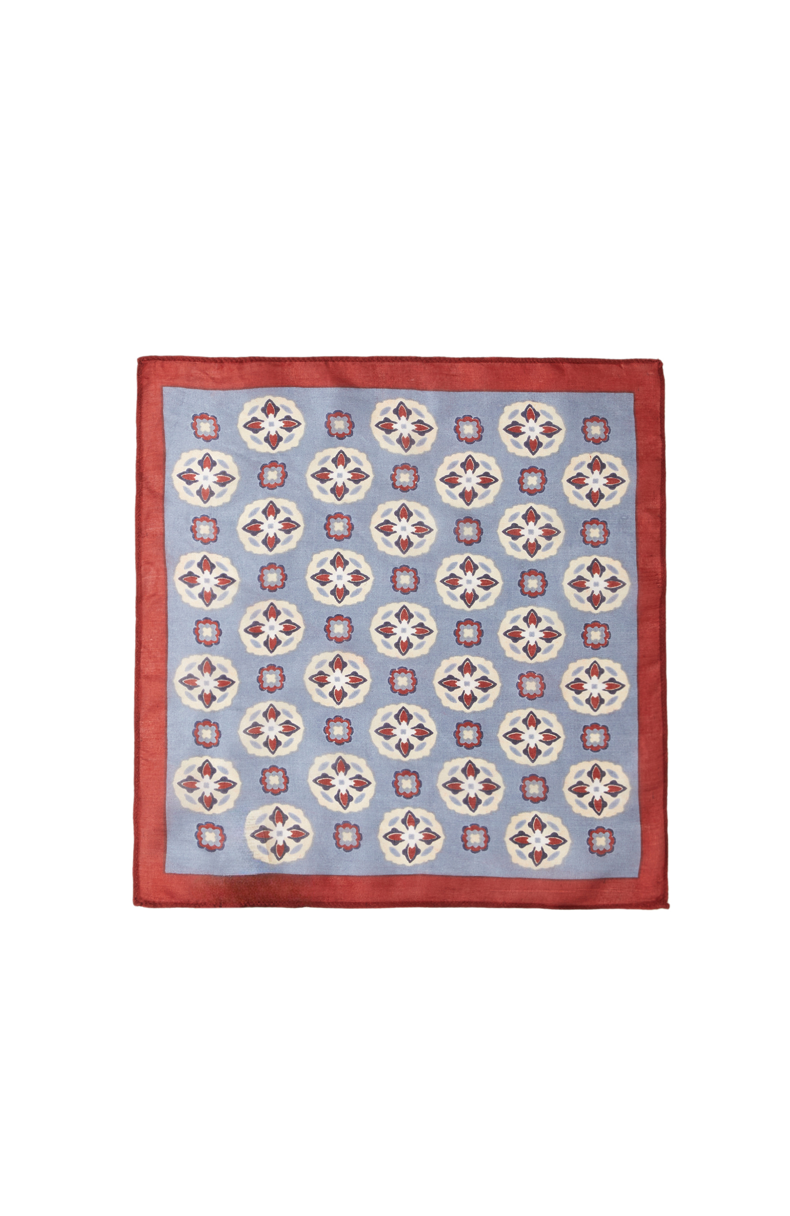 Mavi Desenli İpek Poşet Mendil