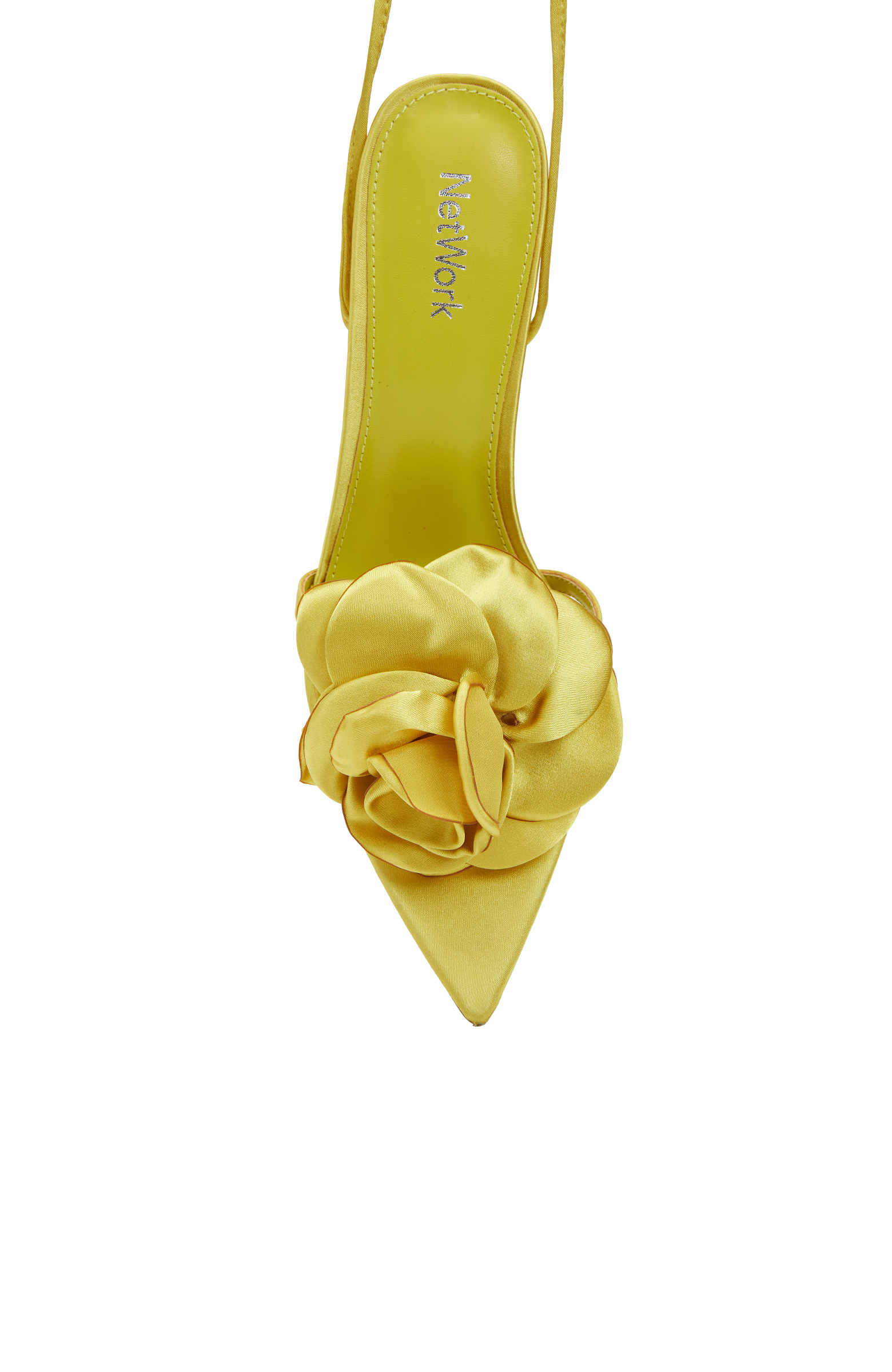 Sarı Kadın Saten Sandalet