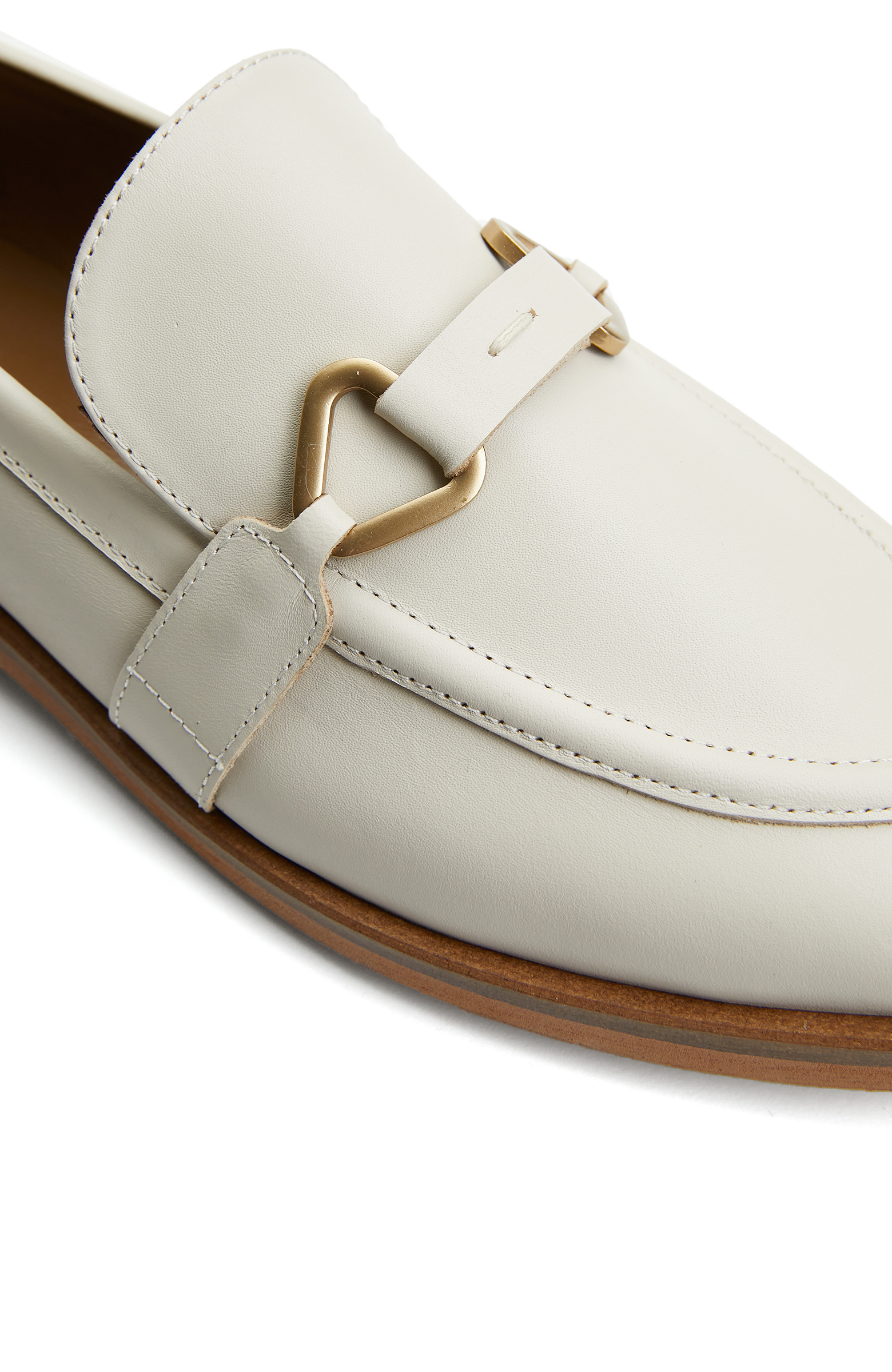 Kırık Beyaz Kadın Deri Loafer