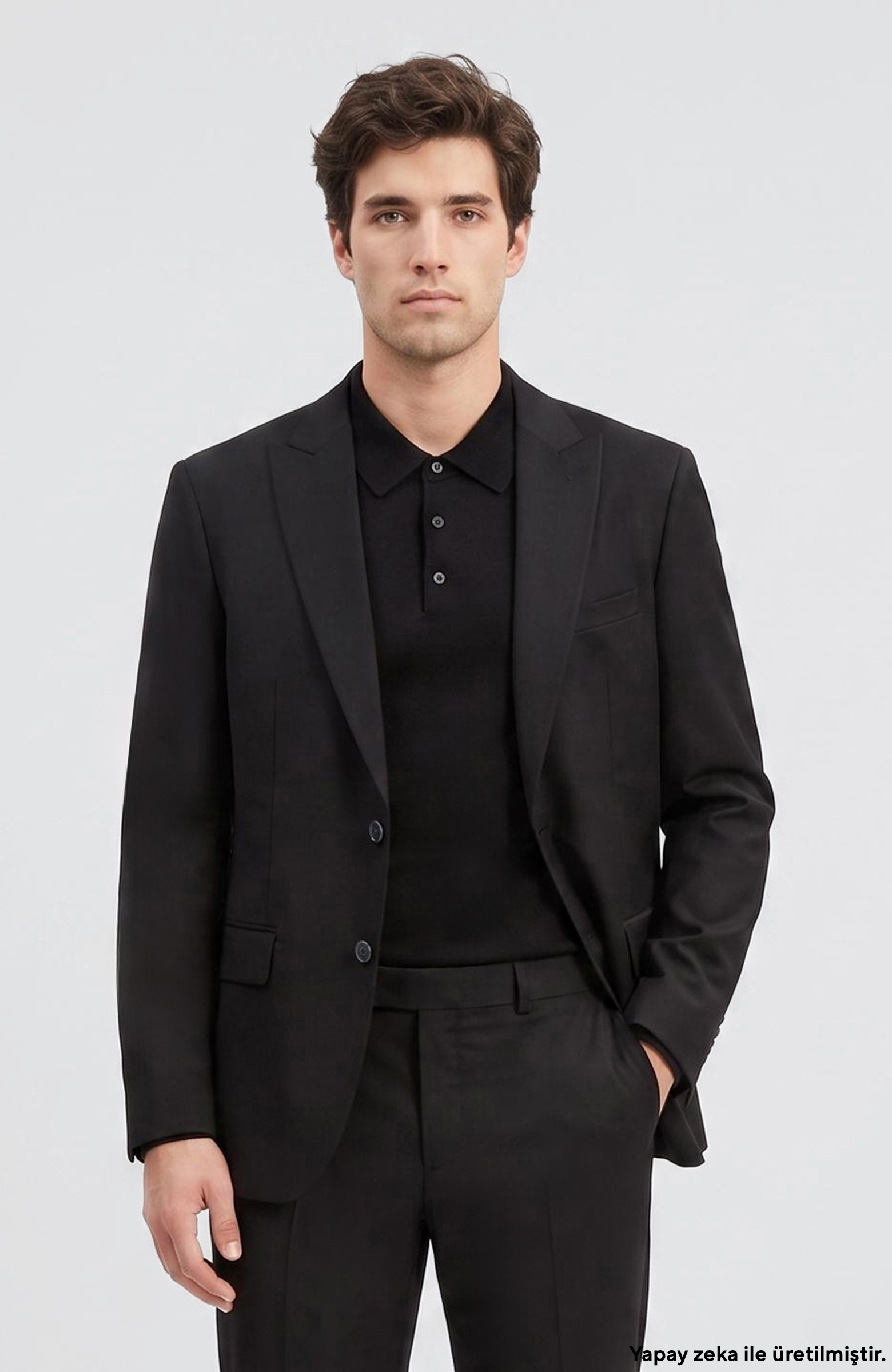 Black Wool Blend Suit