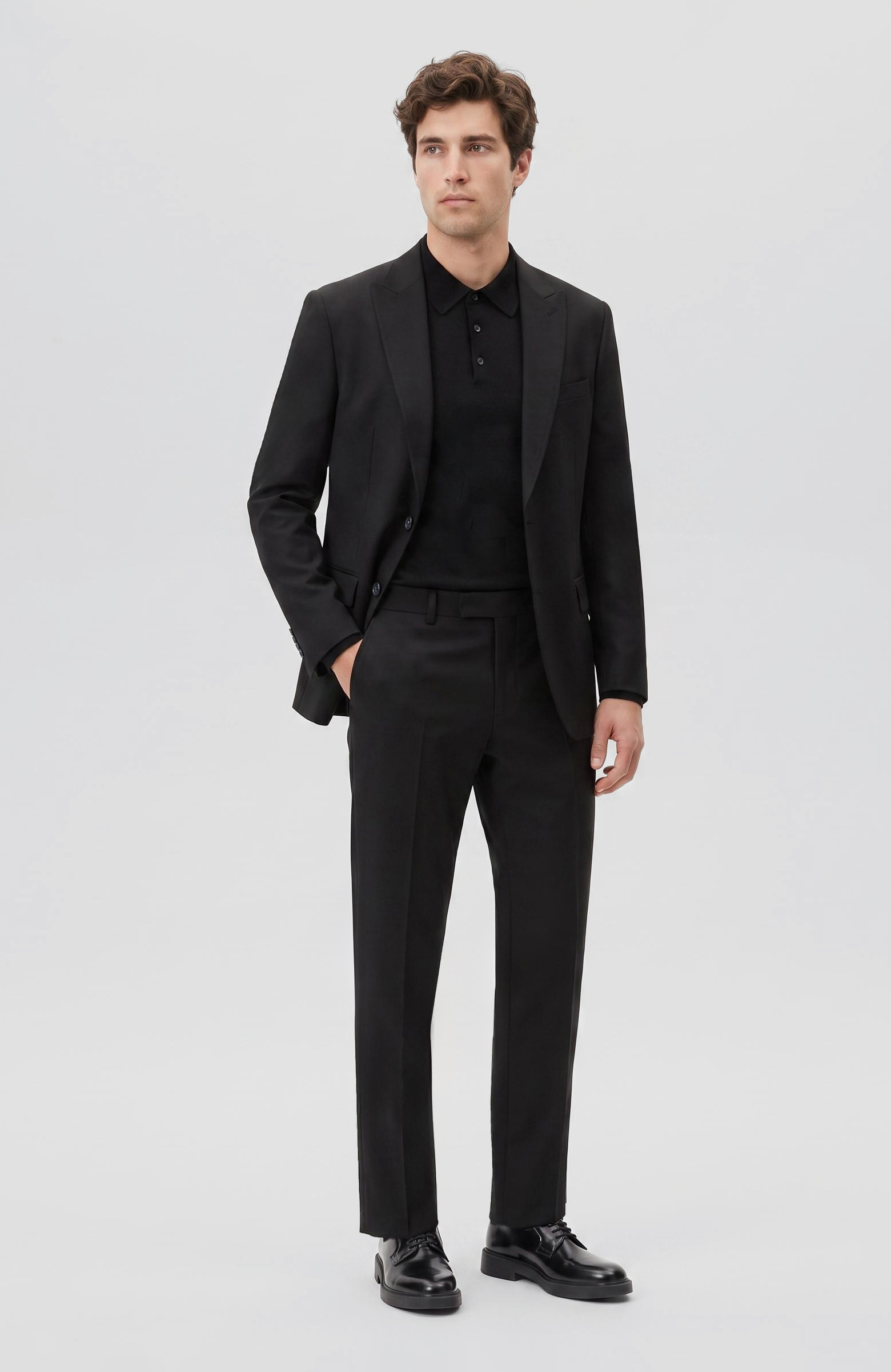 Black Wool Blend Suit