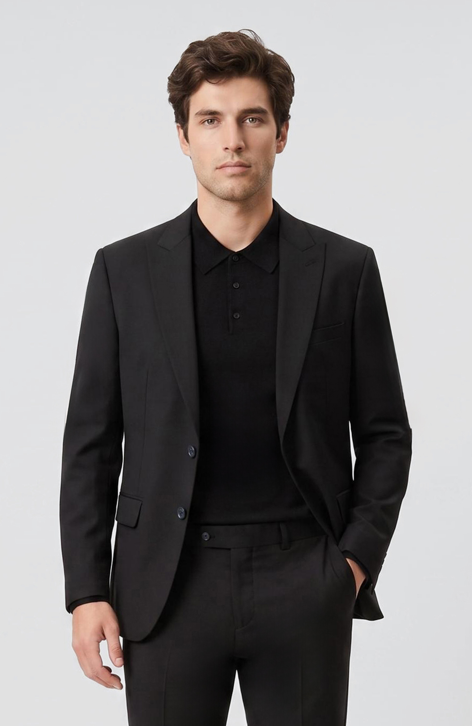 Black Wool Blend Suit