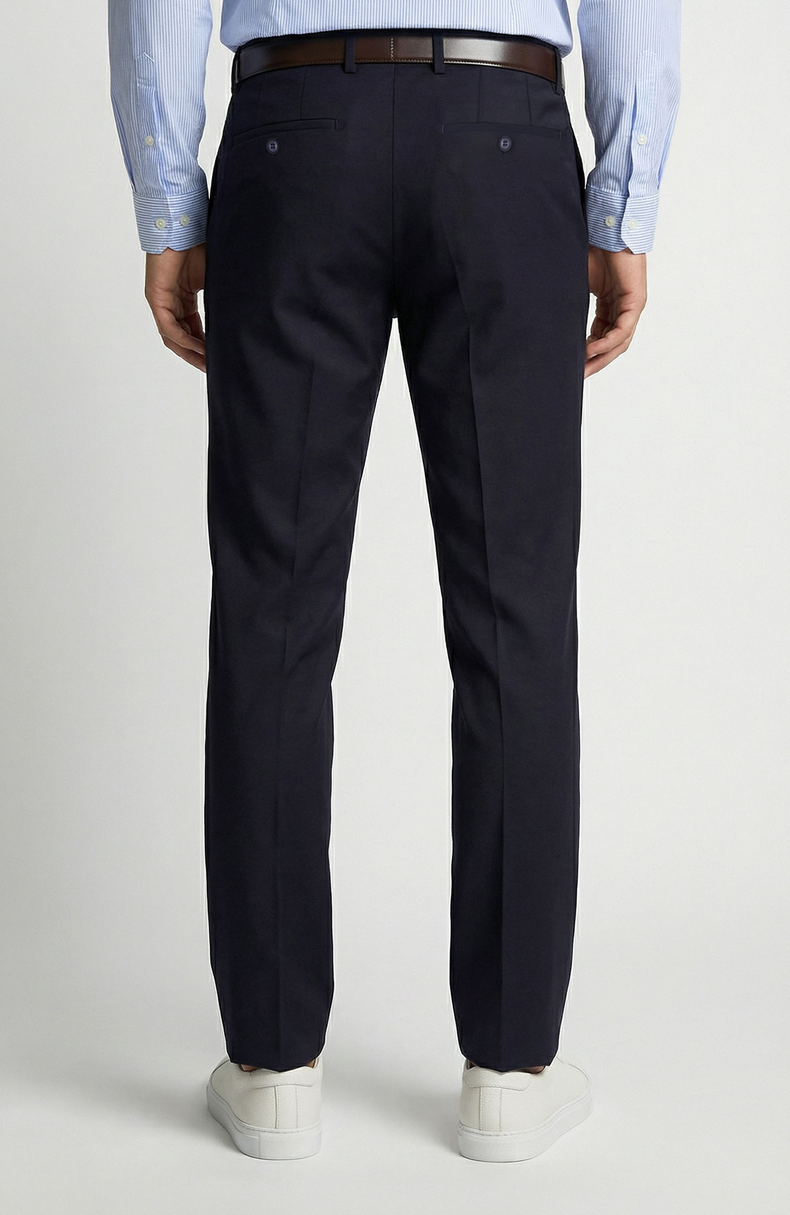 Navy Blue Wool Blend Pants