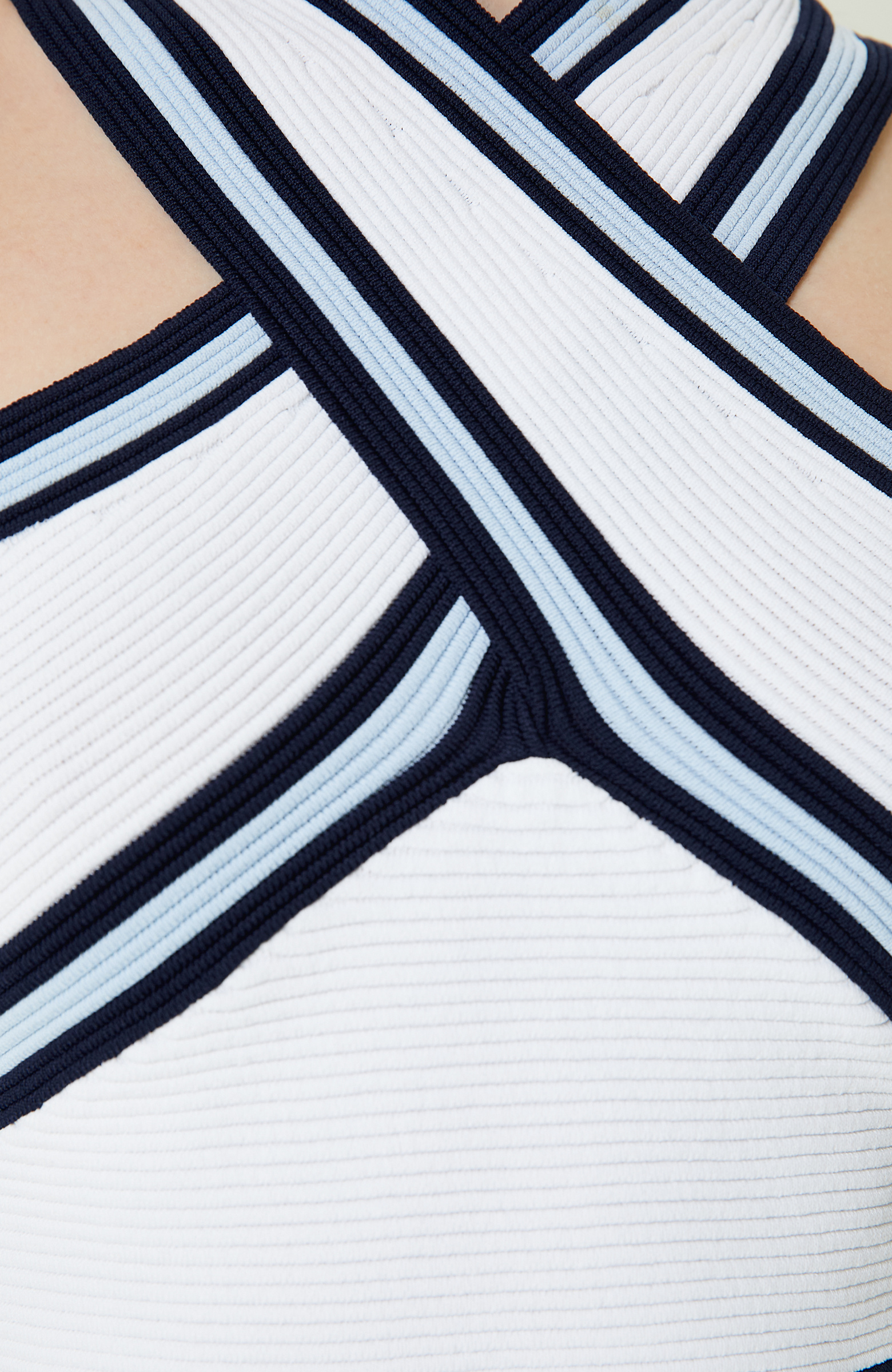 Ekru Indigo Mavi Çizgili Kazak