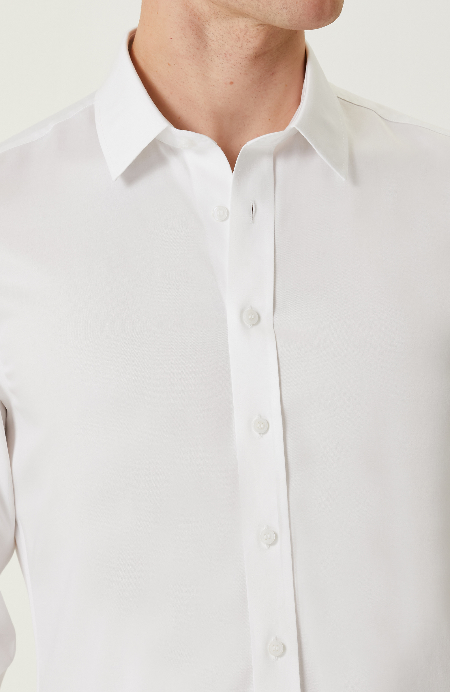 Non-Iron Beyaz Saten Gömlek