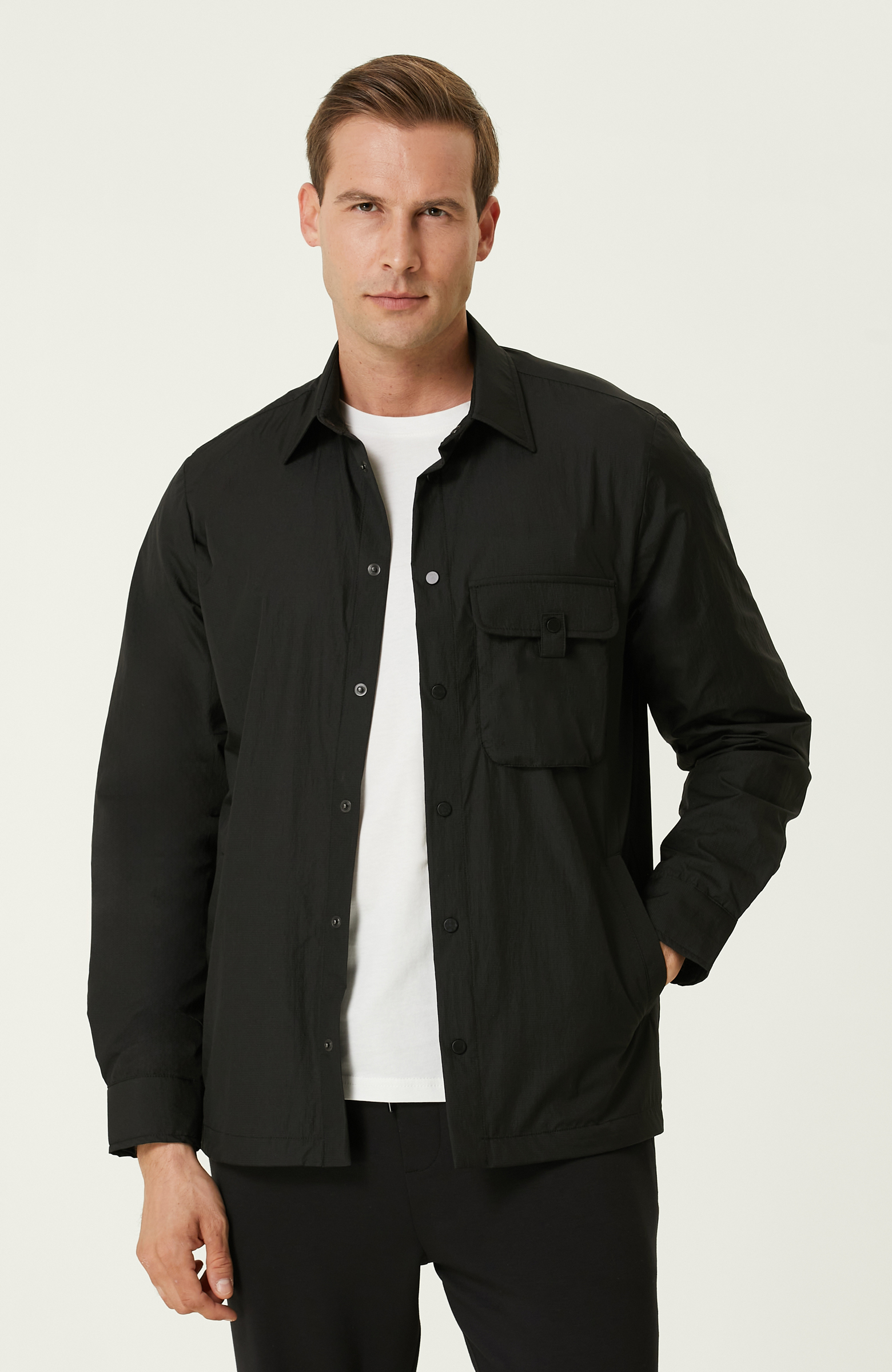 N-Tech Siyah İnce Dış Gömlek