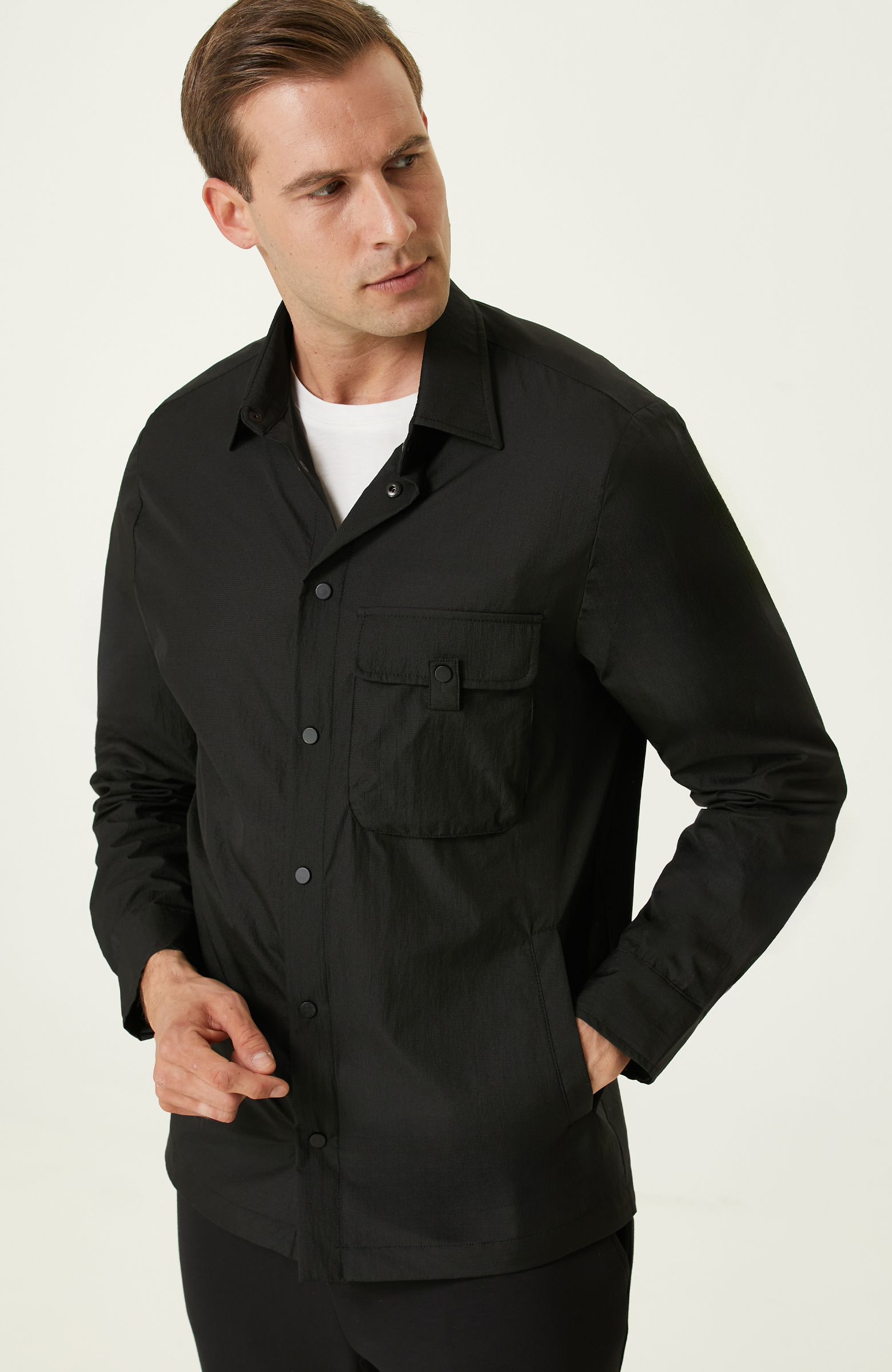 N-Tech Siyah İnce Dış Gömlek