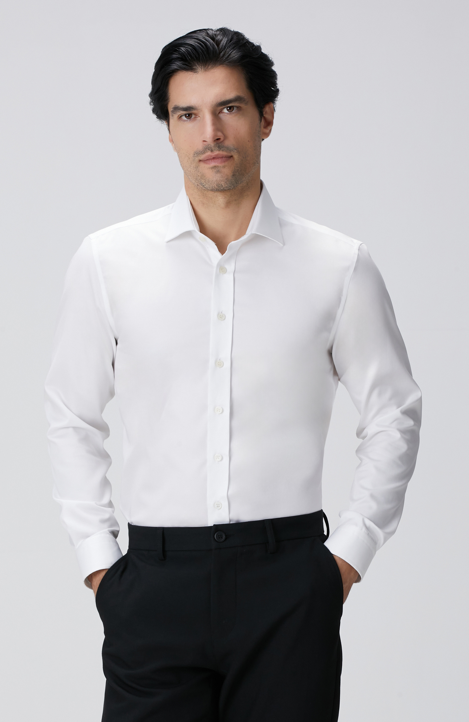 Beyaz Non-Iron Saten Gömlek