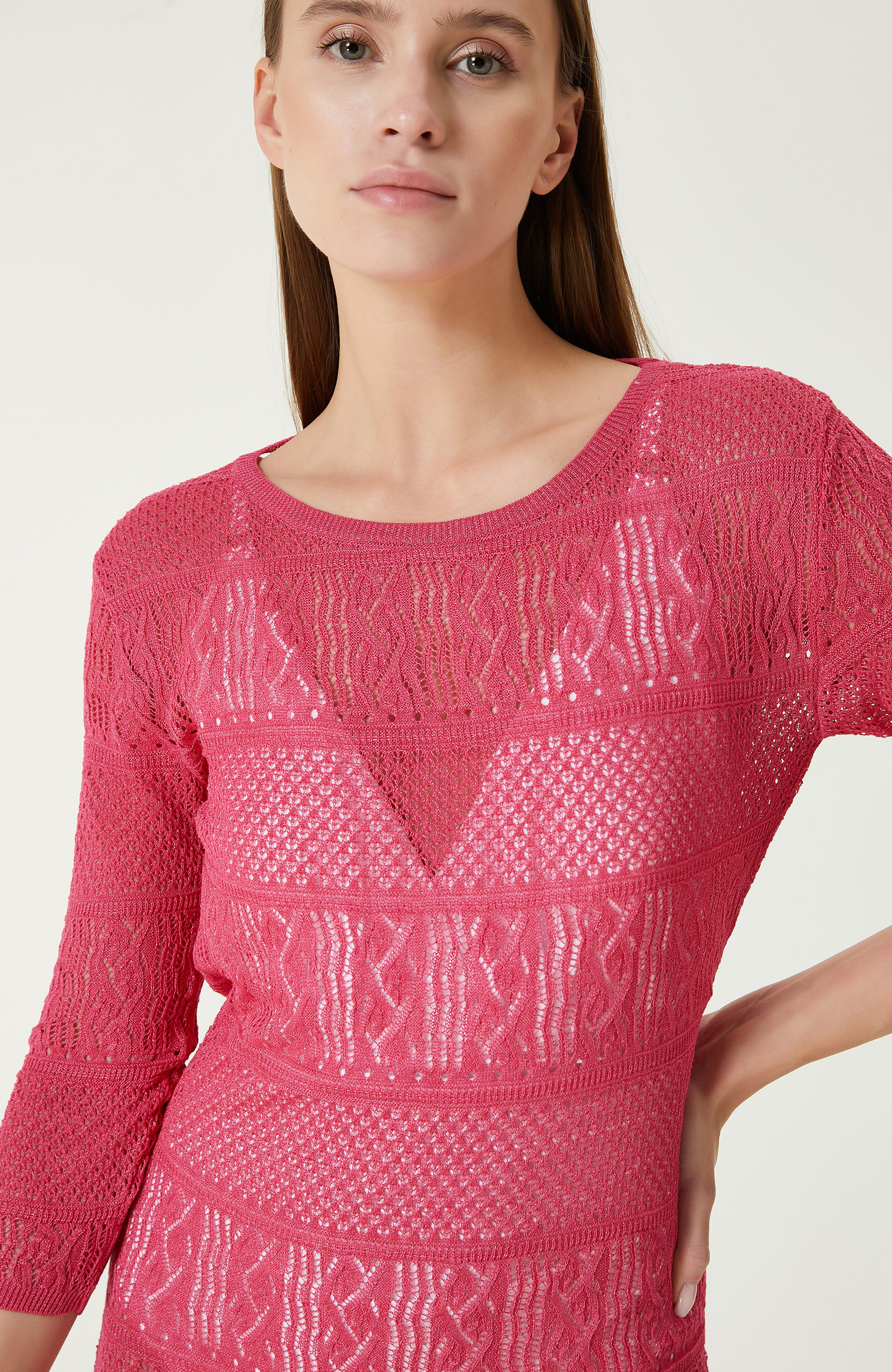 Fuşya Maksi Plaj Elbisesi