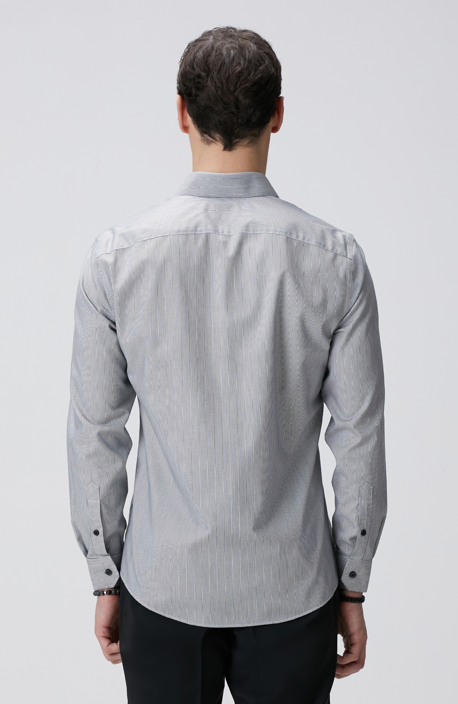 Siyah Super Non-Iron Çizgili Gömlek