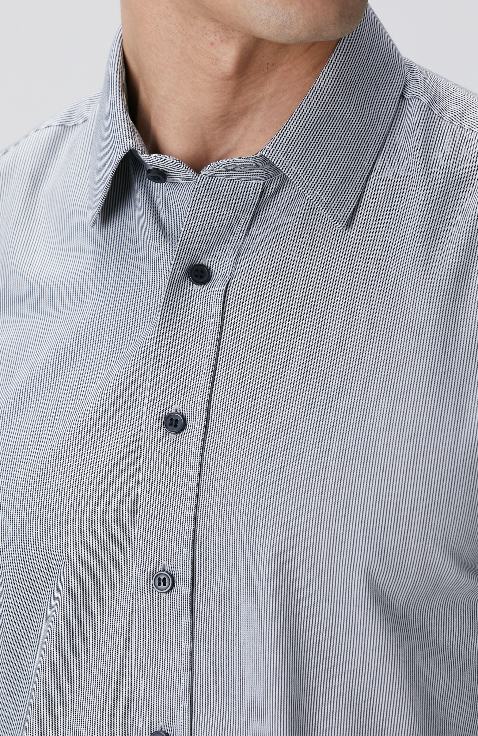 Siyah Super Non-Iron Çizgili Gömlek