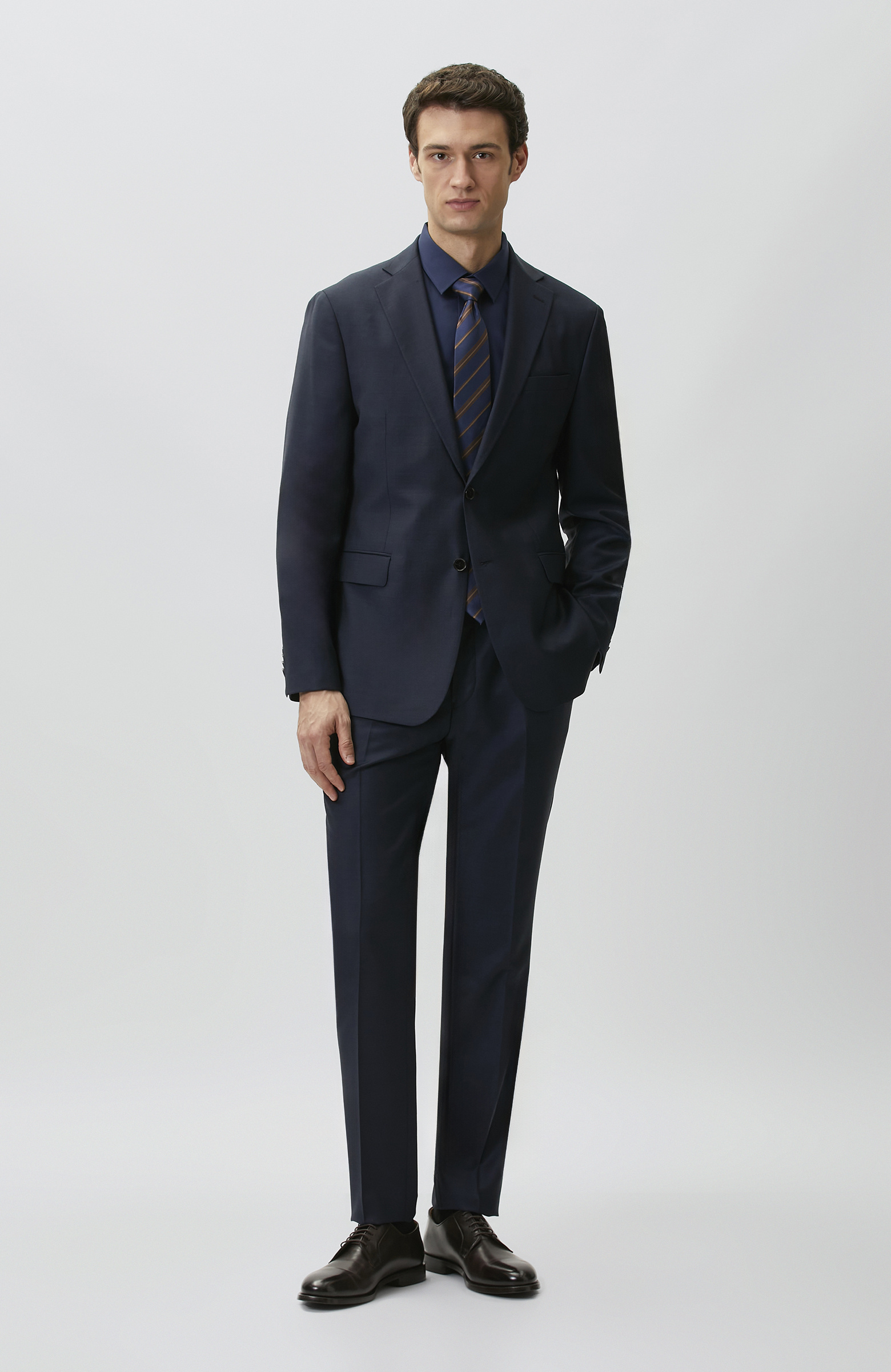 Navy Blue Non-Iron Satin Shirt