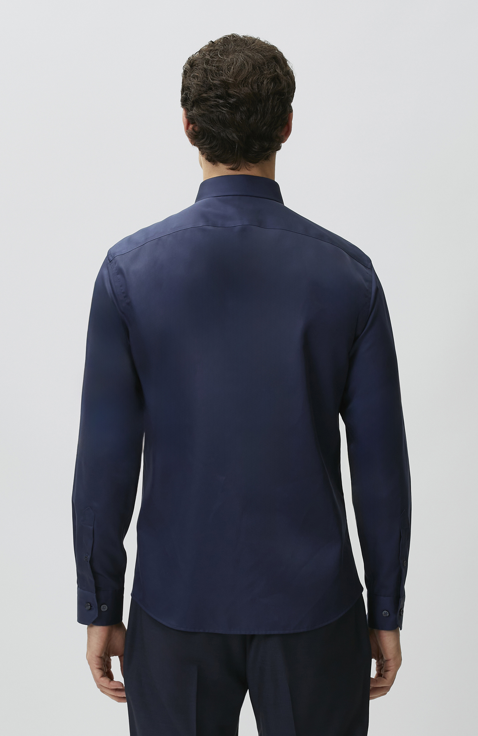 Navy Blue Non-Iron Satin Shirt