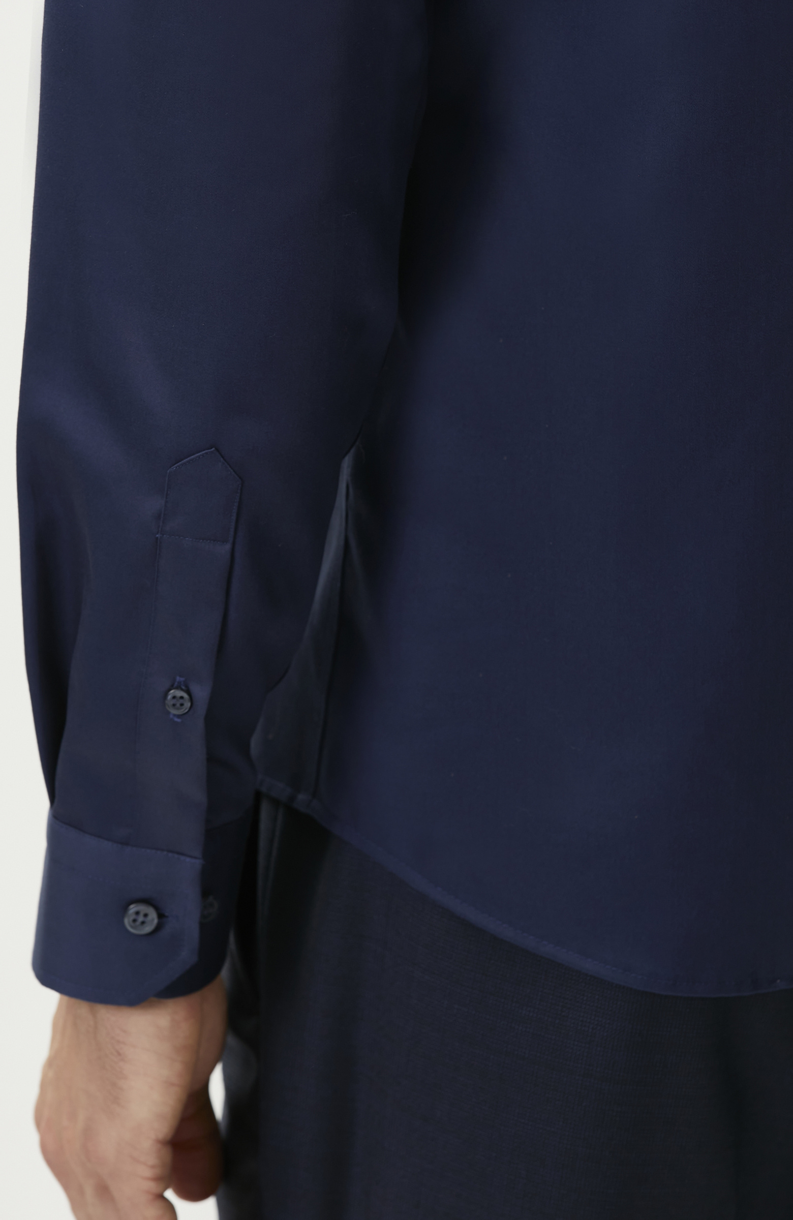 Navy Blue Non-Iron Satin Shirt