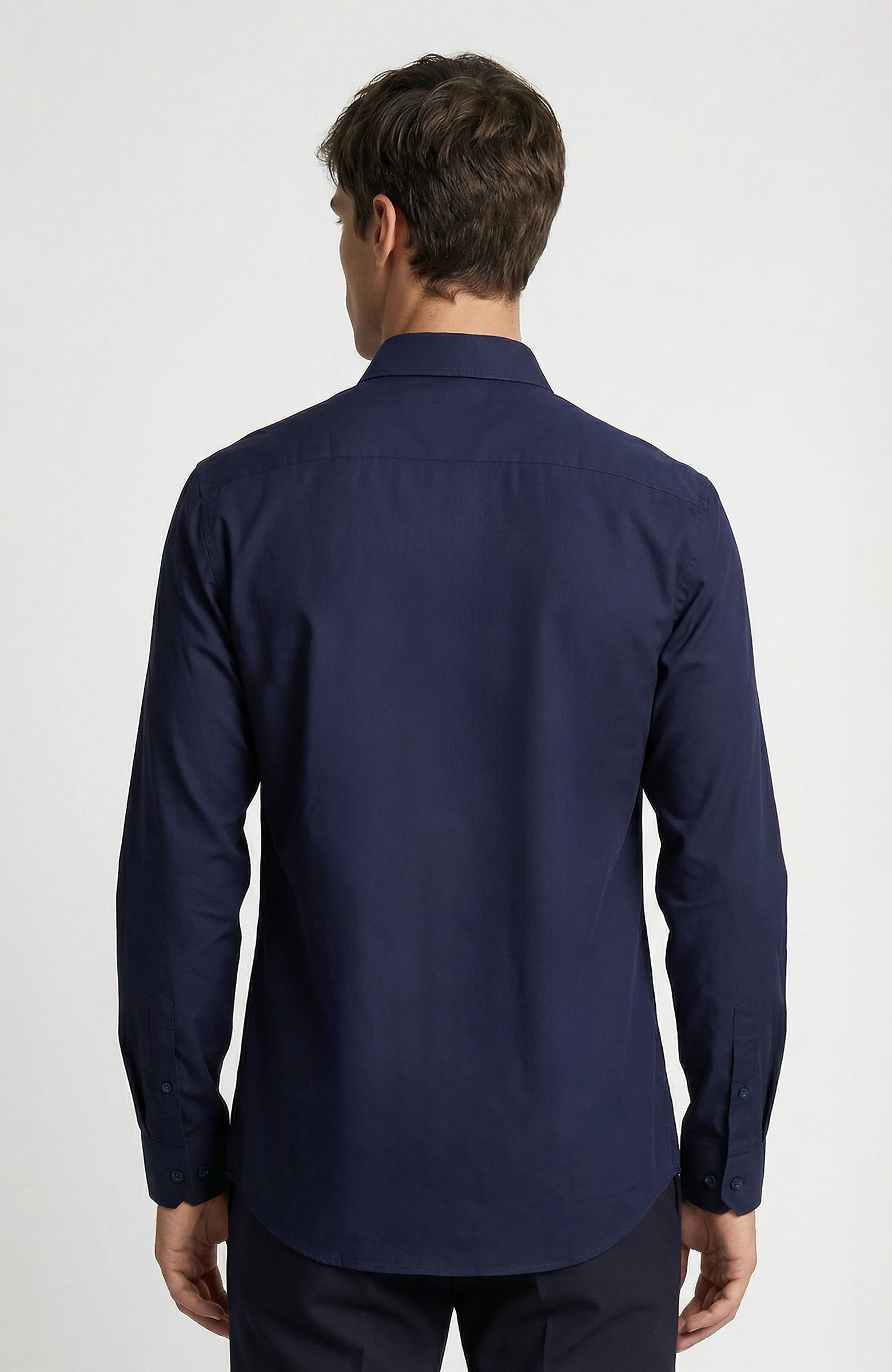 Non-Iron Lacivert Saten Gömlek