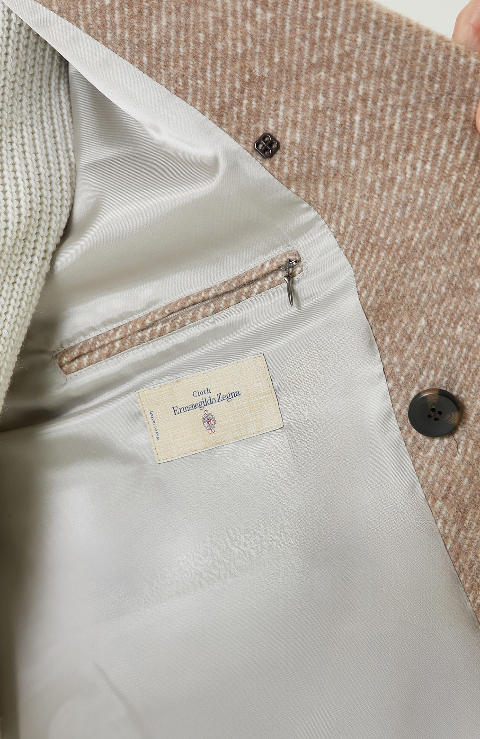 Bej Zegna Kumaştan Üretilmiş Limited Yün-Laşmir Karışımlı Palto