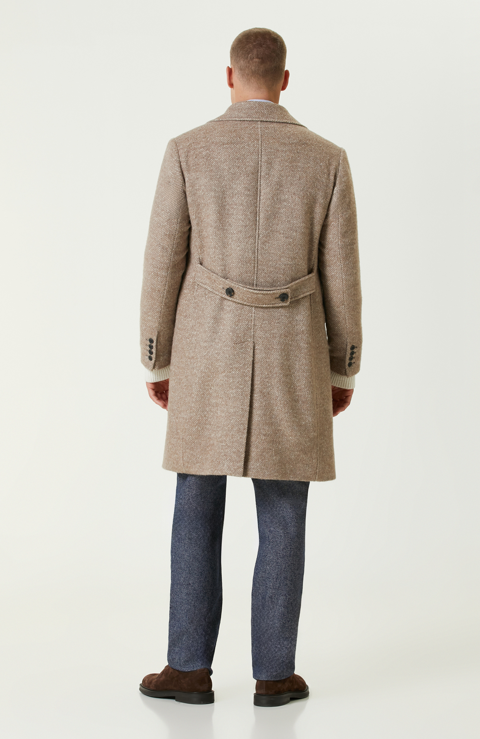 Bej Zegna Kumaştan Üretilmiş Limited Yün-Laşmir Karışımlı Palto