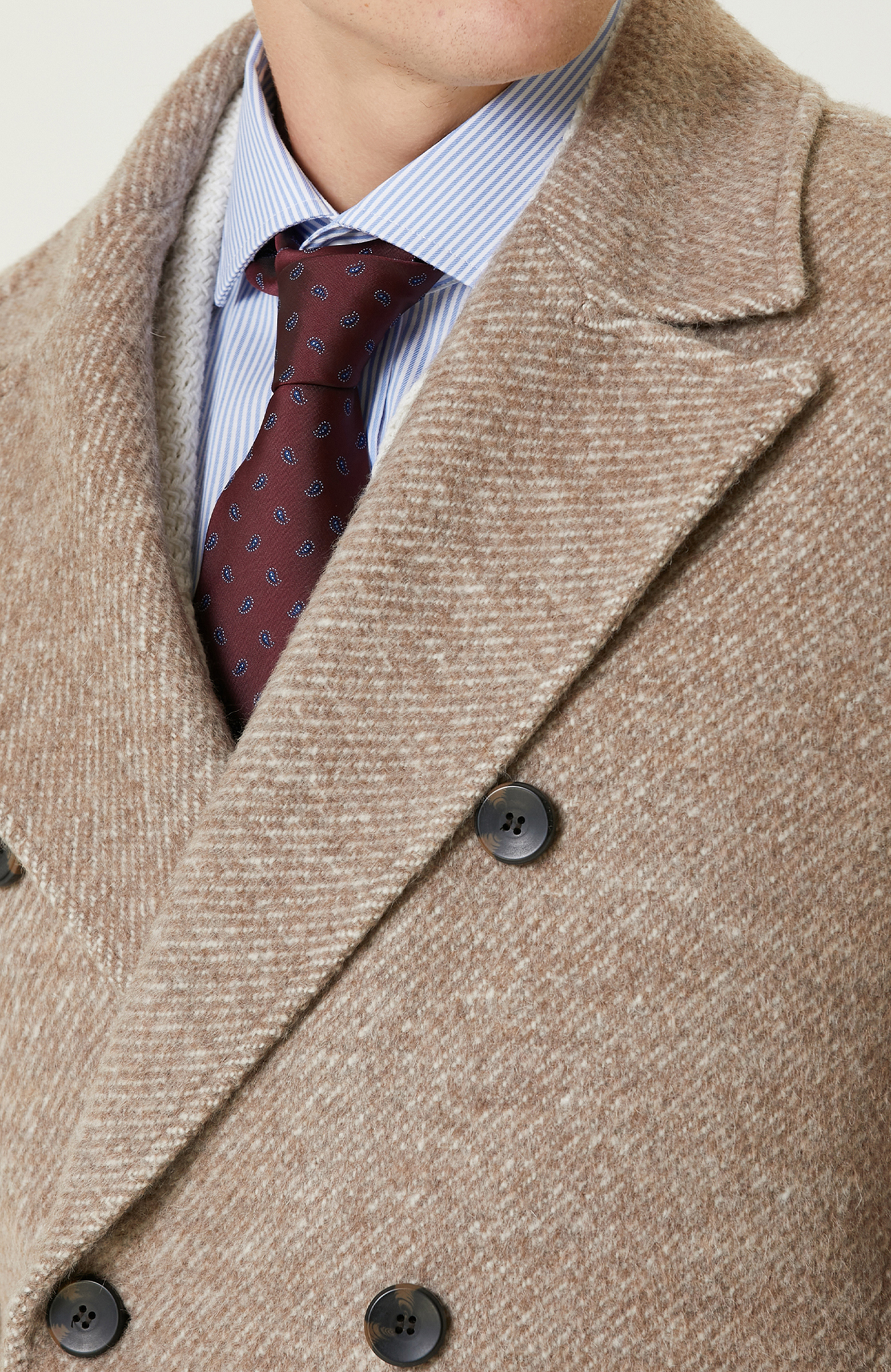 Bej Zegna Kumaştan Üretilmiş Limited Yün-Laşmir Karışımlı Palto