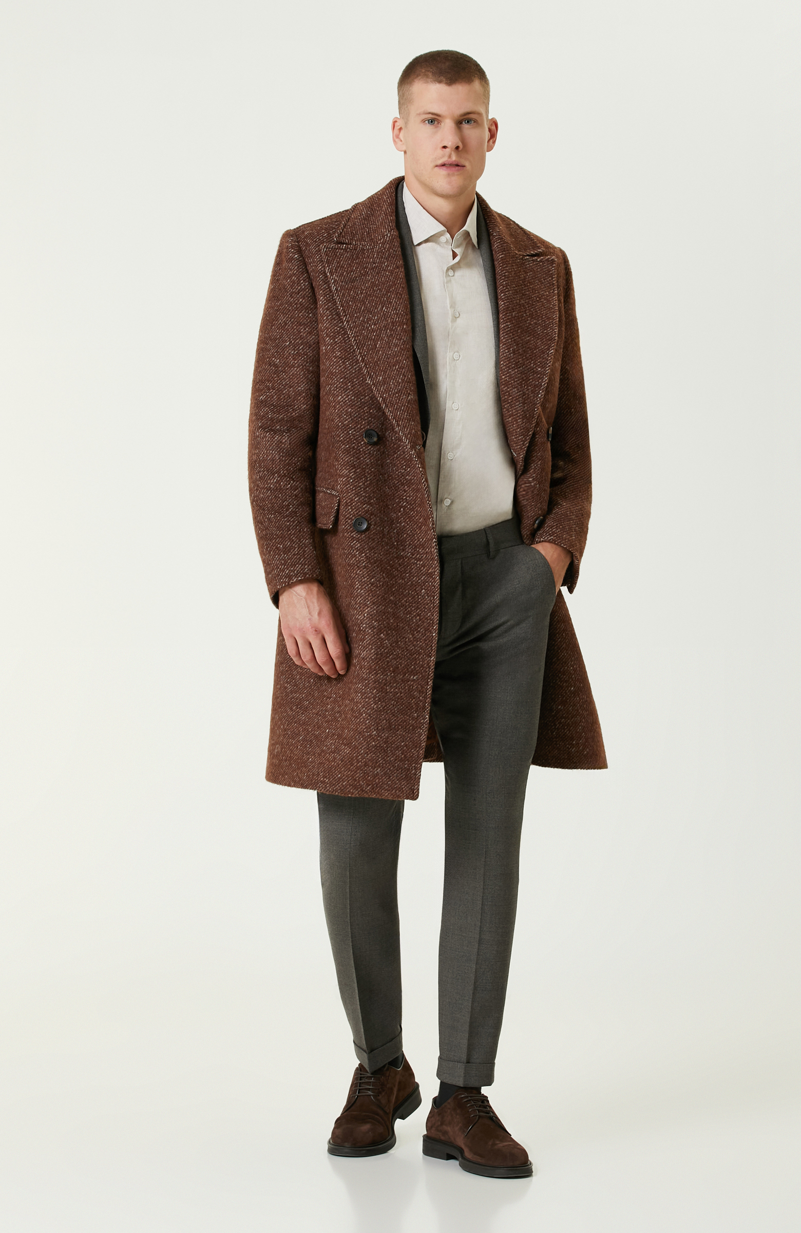 Karamel Zegna Kumaştan Üretilmiş Limited Yün-Laşmir Karışımlı Palto