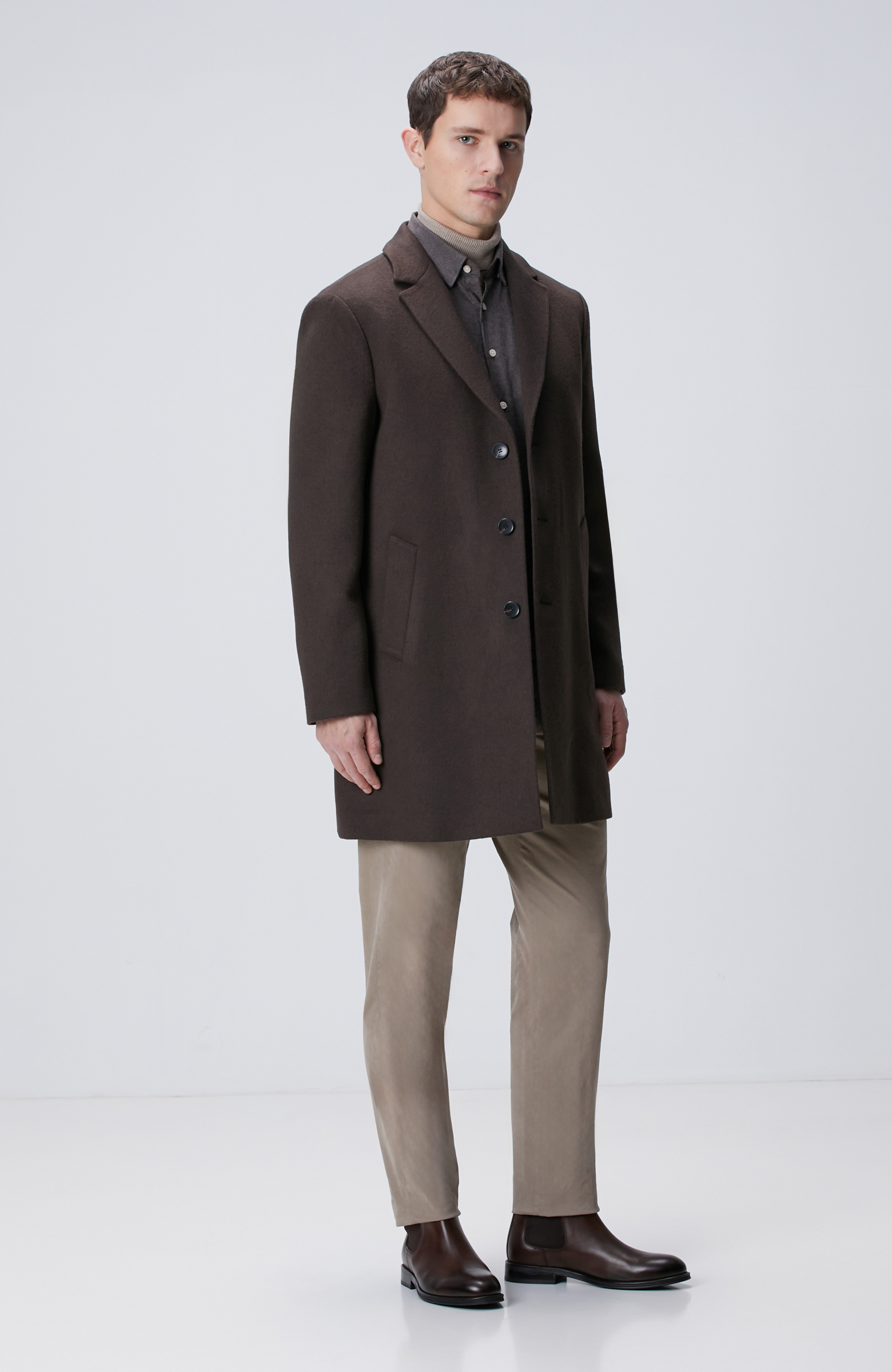 Acı Kahve Yün Karışımlı Palto