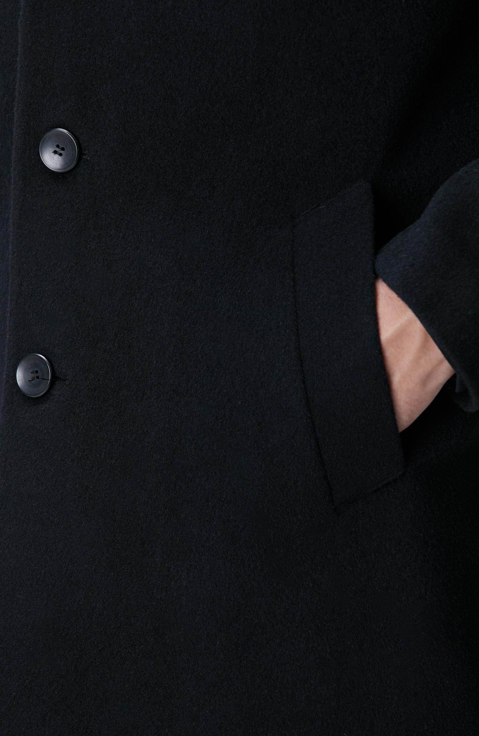 Siyah Yün Karışımlı Palto